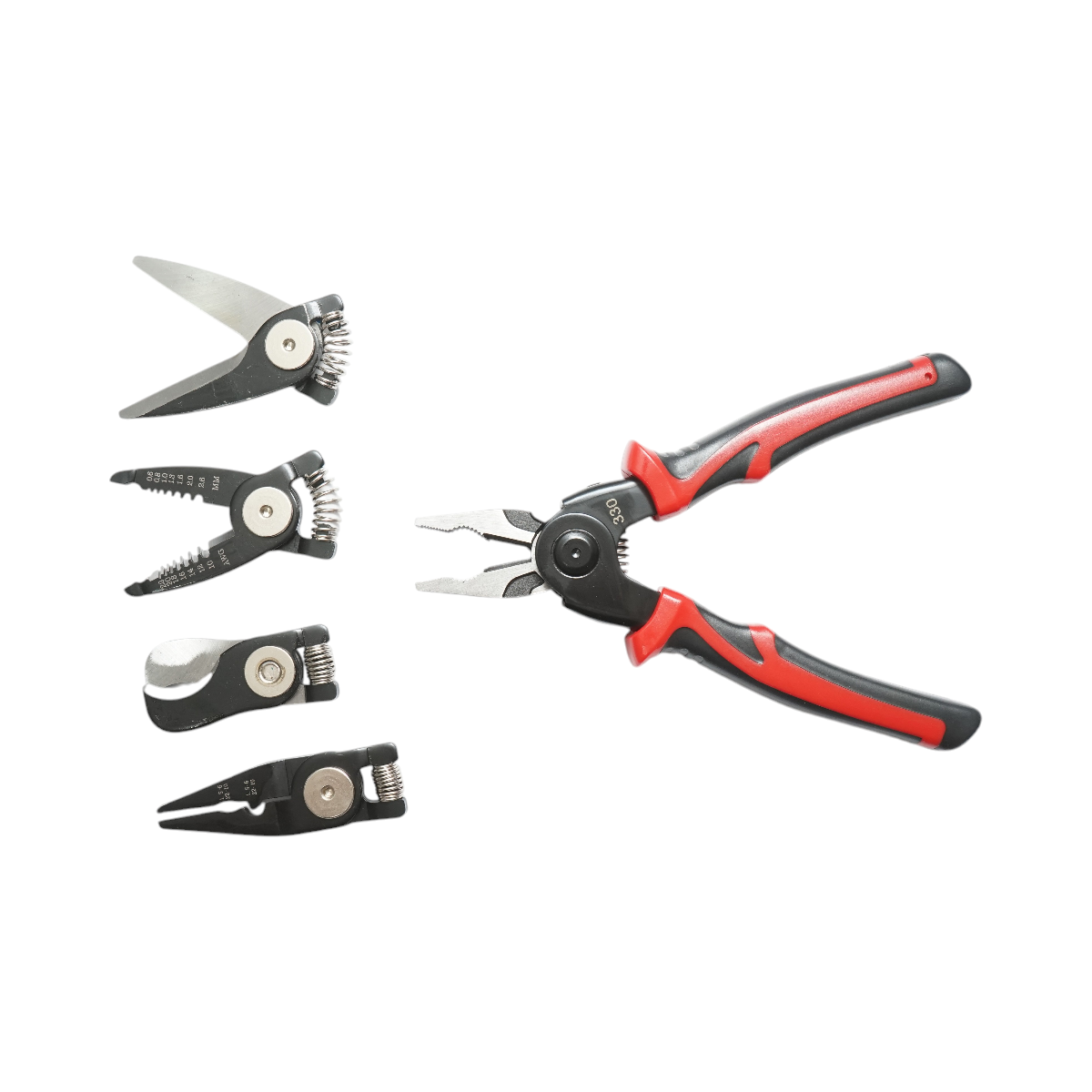 Set multifunctional 5 in 1 cu foarfeca, cleste patent, taiere, sertizare, dezizolare cabluri - imagine 2