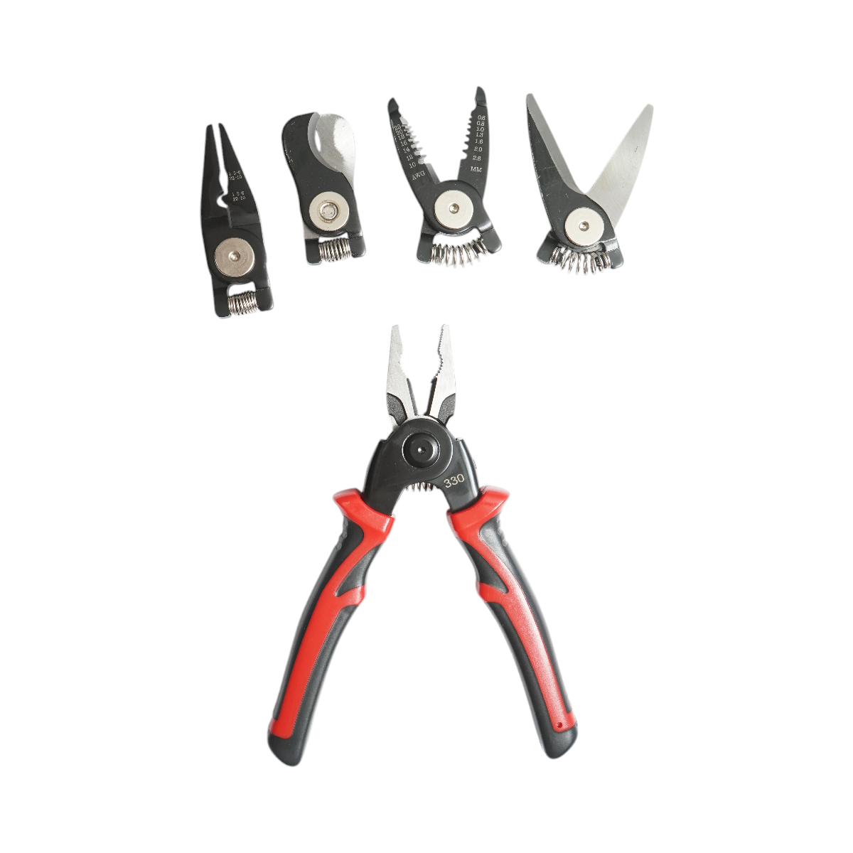 Set multifunctional 5 in 1 cu foarfeca, cleste patent, taiere, sertizare, dezizolare cabluri