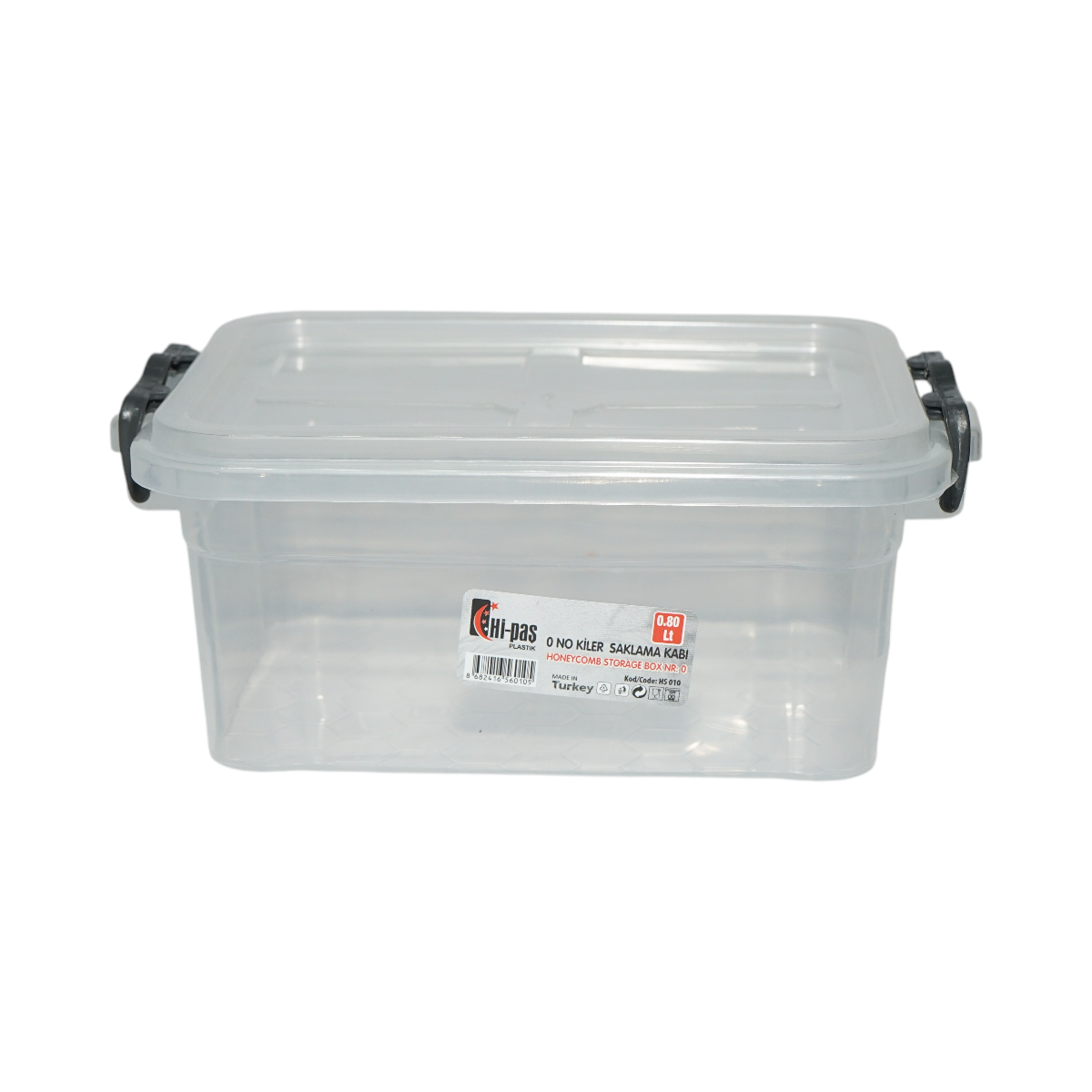 Cutie depozitare 0.8L transparenta cu capac din plastic 160x120x70mm