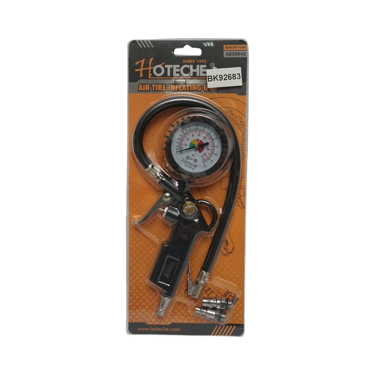 Pistol umflat roti cu furtun si manometru mecanic 0-12 bar Hoteche - imagine 2
