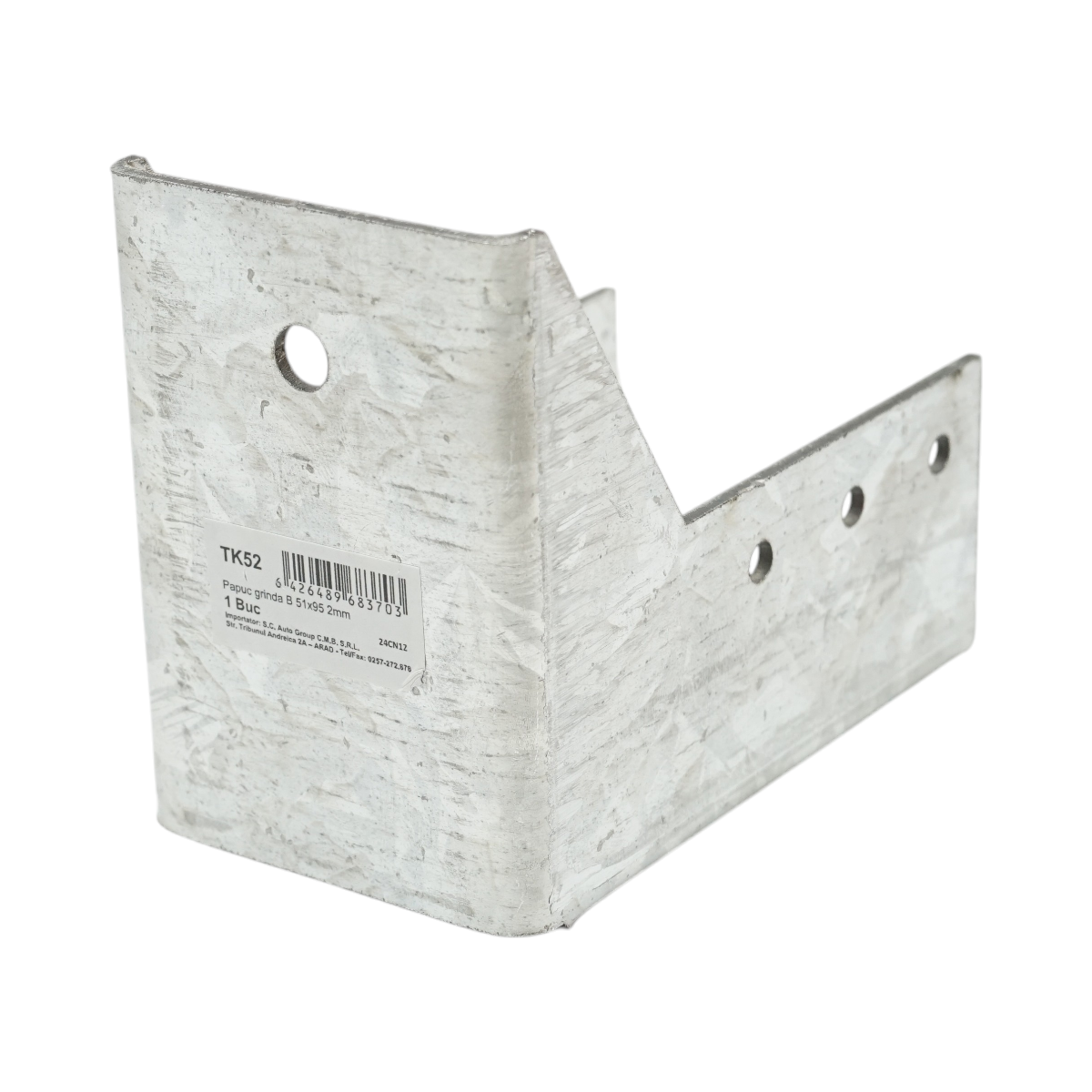 Papuc grinda tip B 51x95mm, grosime 2mm, otel zincat - imagine 3