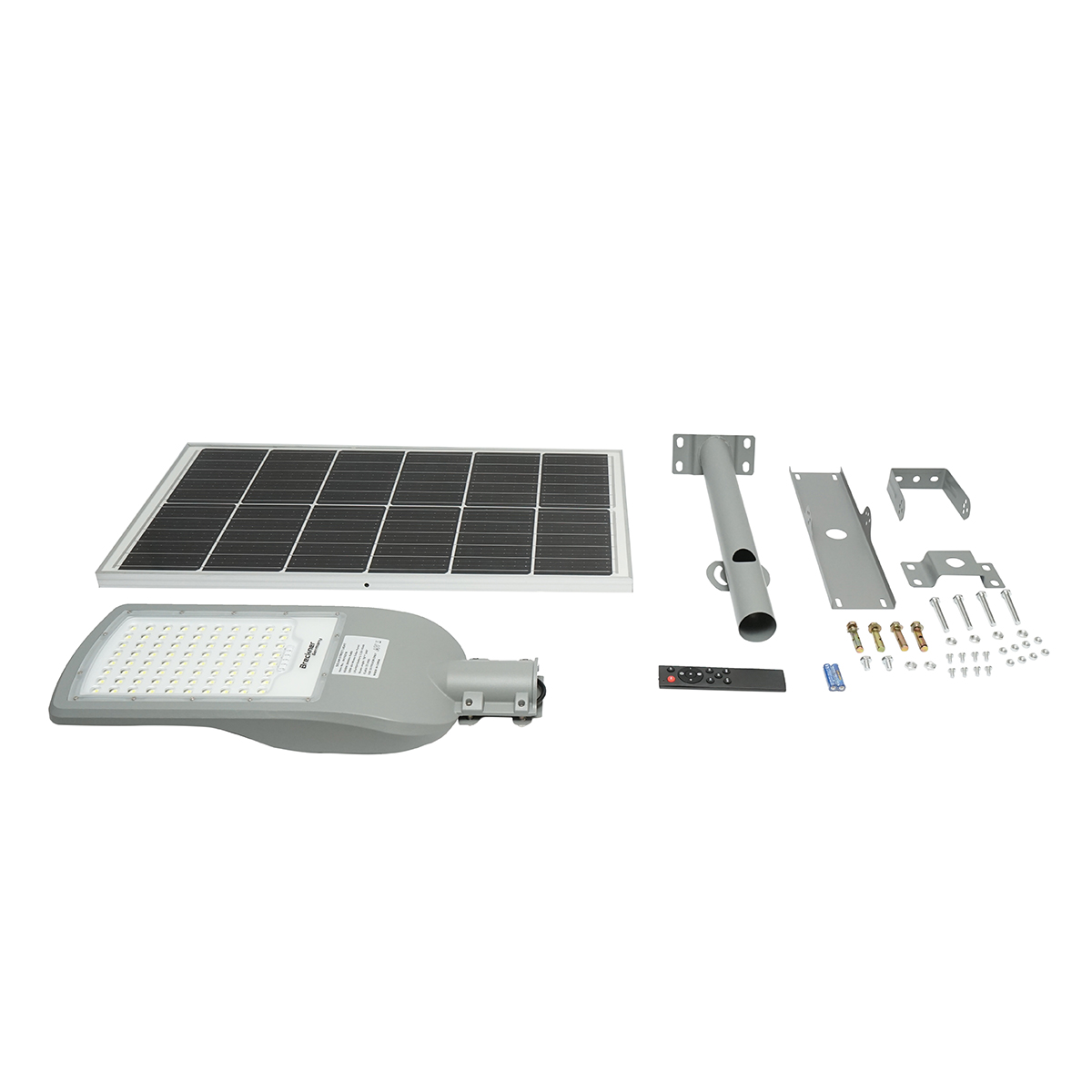 Lampa LED iluminat stradal 2800LM, 6500K cu panou solar 50W, baterie LiFePO4 45Ah, telecomanda, prindere stalp IP65 - imagine 3