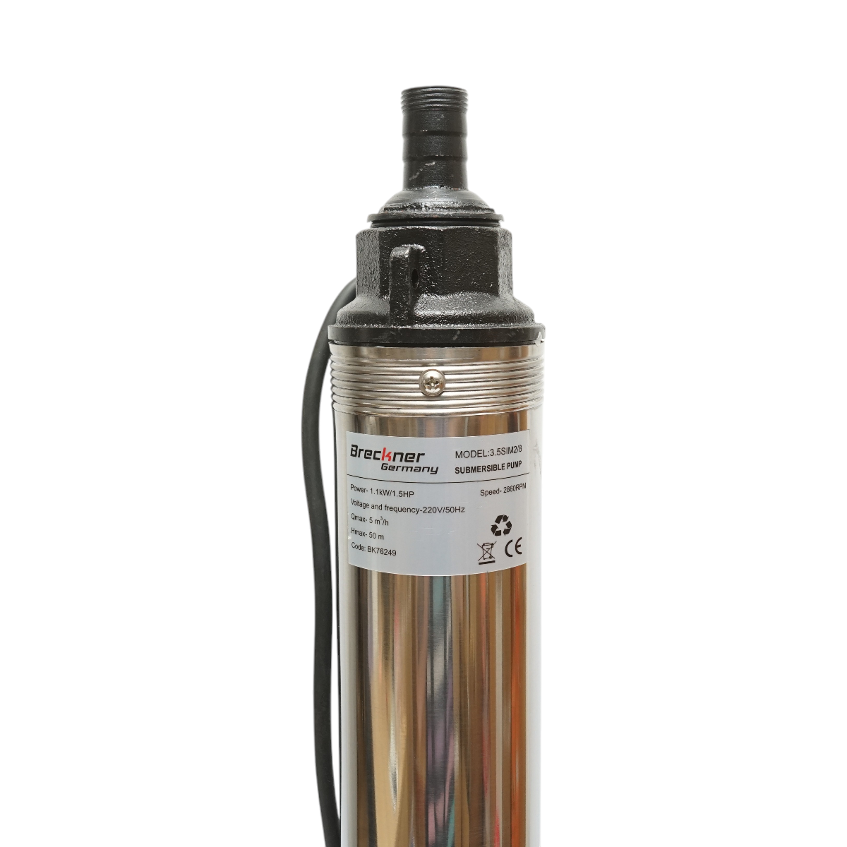 Pompa apa submersibila D100mm, 1100W, 220V, debit 5 m3/h, H50m, viteza 2860 rpm Breckner Germany - imagine 5