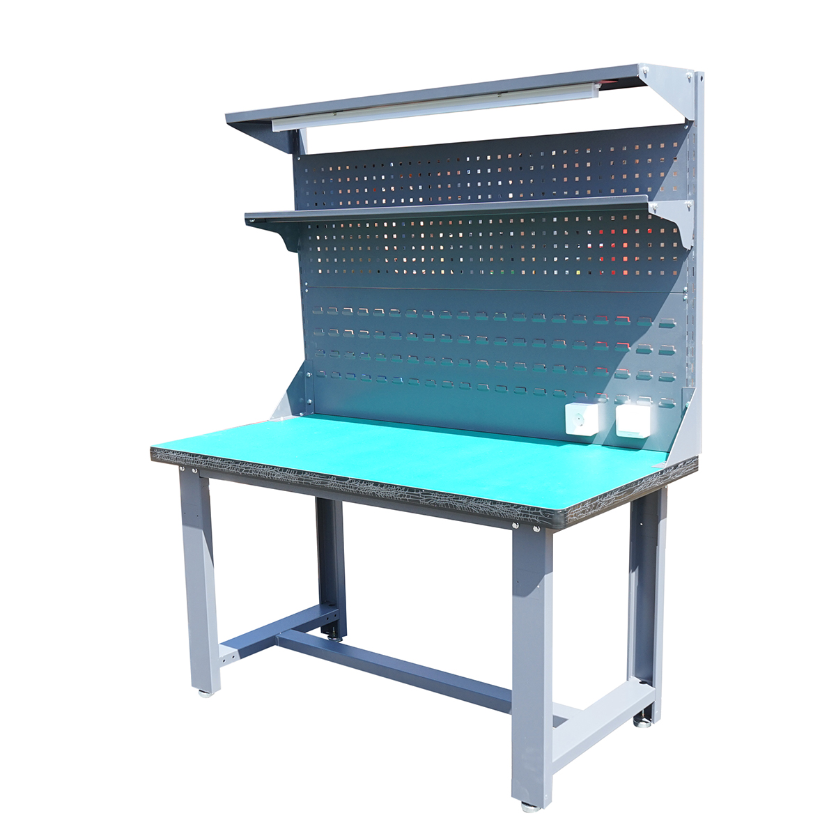 Masa, banc de lucru atelier cu priza 220V, panou perforat si iluminat LED 1500x750x800+1000mm - imagine 4