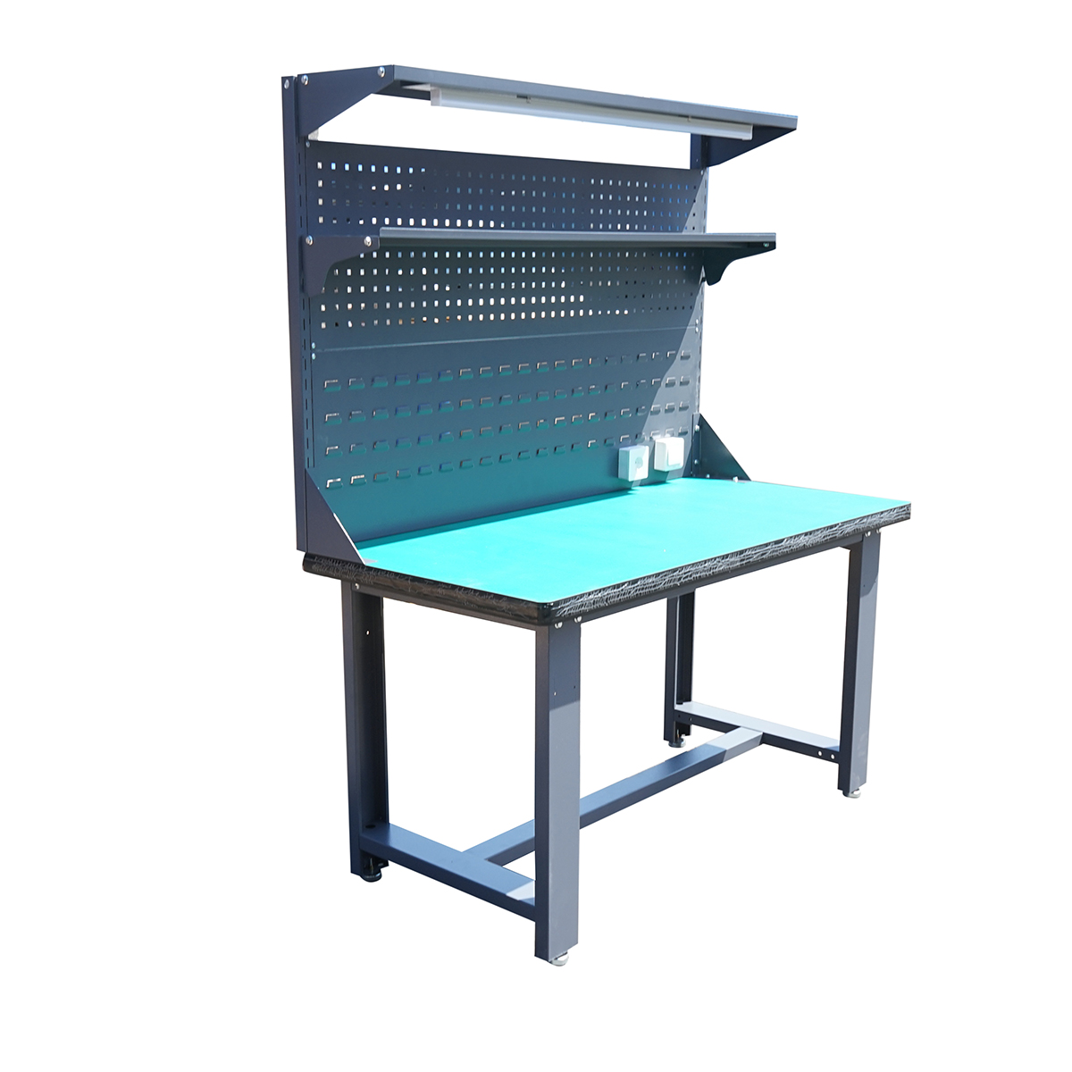 Masa, banc de lucru atelier cu priza 220V, panou perforat si iluminat LED 1500x750x800+1000mm - imagine 5