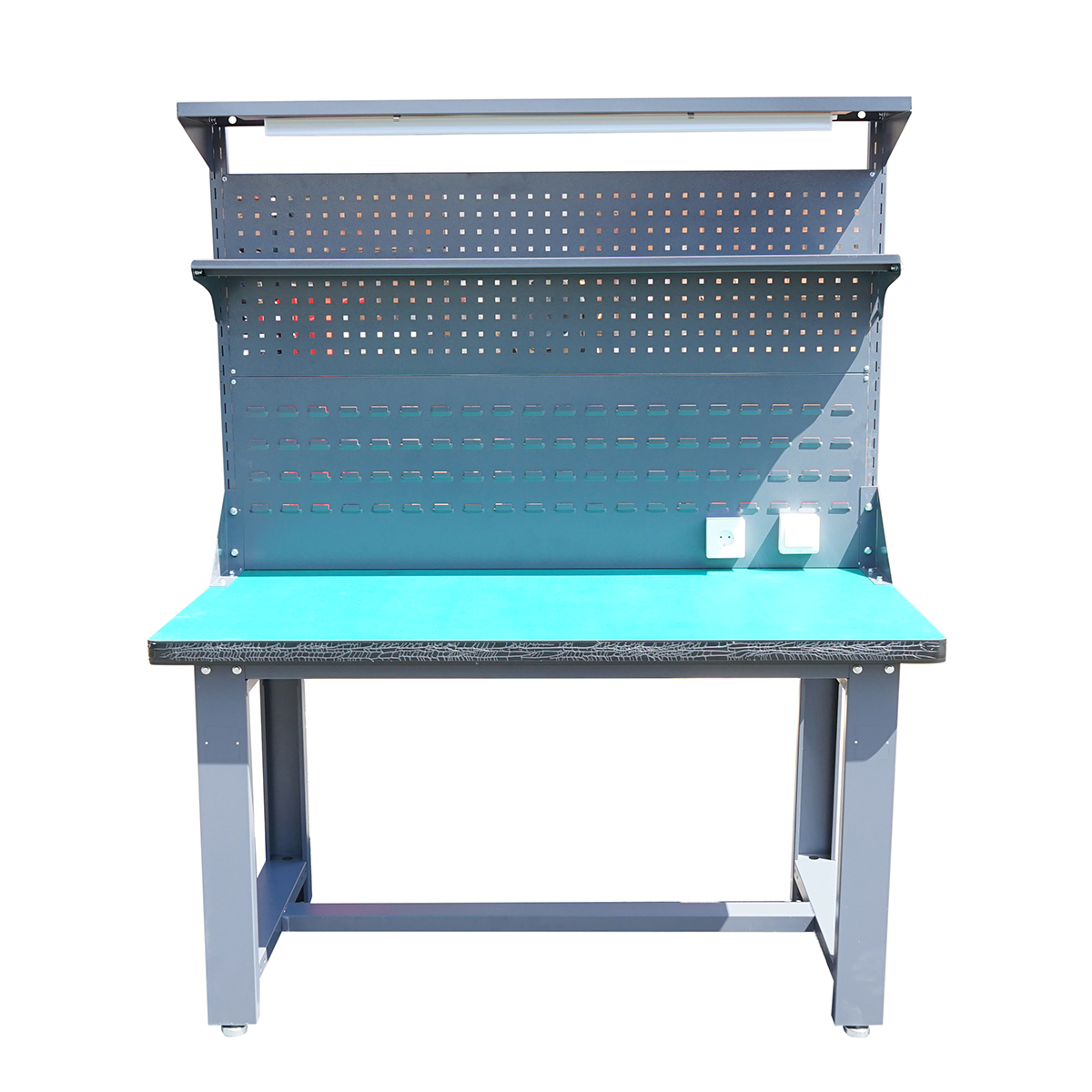 Masa, banc de lucru atelier cu priza 220V, panou perforat si iluminat LED 1500x750x800+1000mm - imagine 2