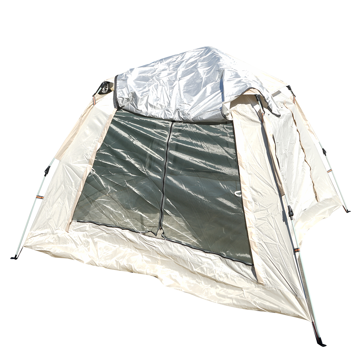 Cort camping 2 persoane pliabil automat pop-up, deschidere 4 parti, plasa anti-insecte, impermeabil 240x240x155cm - imagine 2