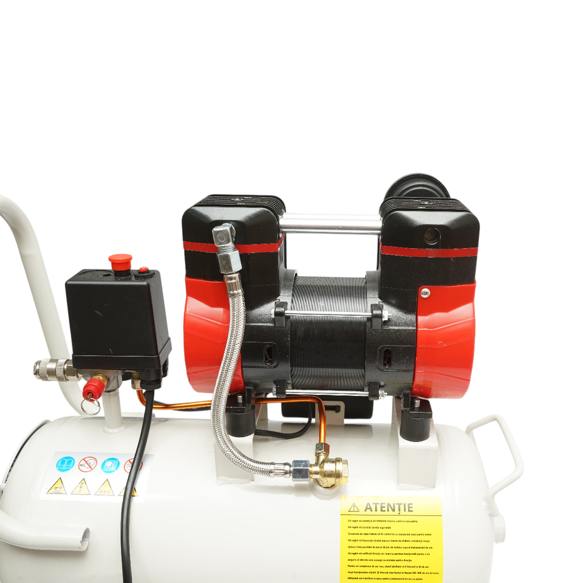 Compresor aer 24L, motor 2 cilindri 1KW/1.3CP, presiune maxima 8 bar, volum aer aspirat 130 L/min Breckner Germany - imagine 7