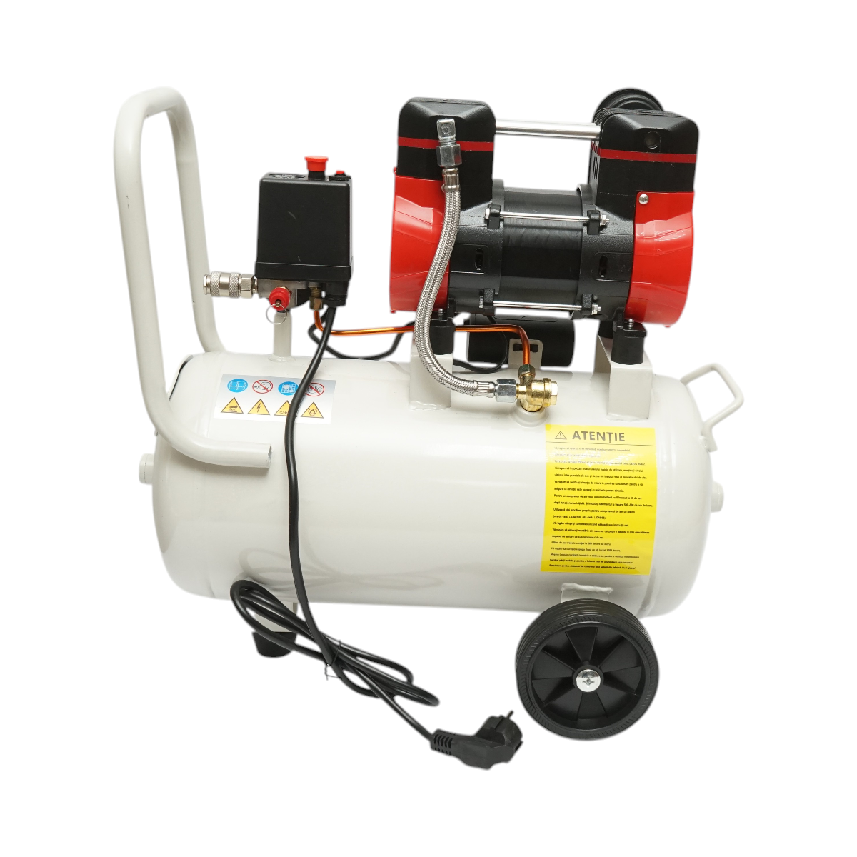 Compresor aer 24L, motor 2 cilindri 1KW/1.3CP, presiune maxima 8 bar, volum aer aspirat 130 L/min Breckner Germany - imagine 3