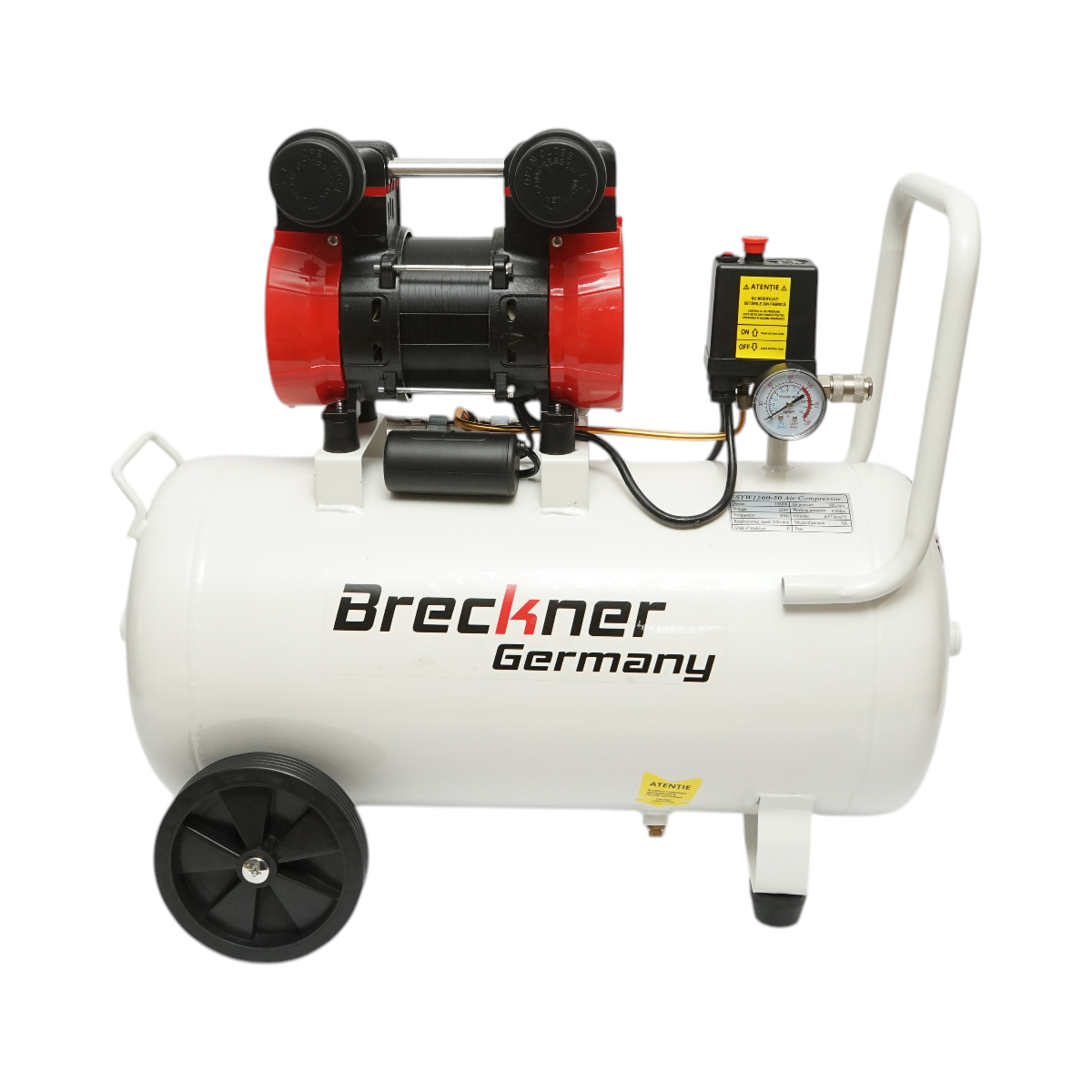 Compresor aer 50L, motor 2 cilindri 1.5KW/2.1CP, presiune maxima 8 bar, volum aer aspirat 155L/min Breckner Germany - imagine 2