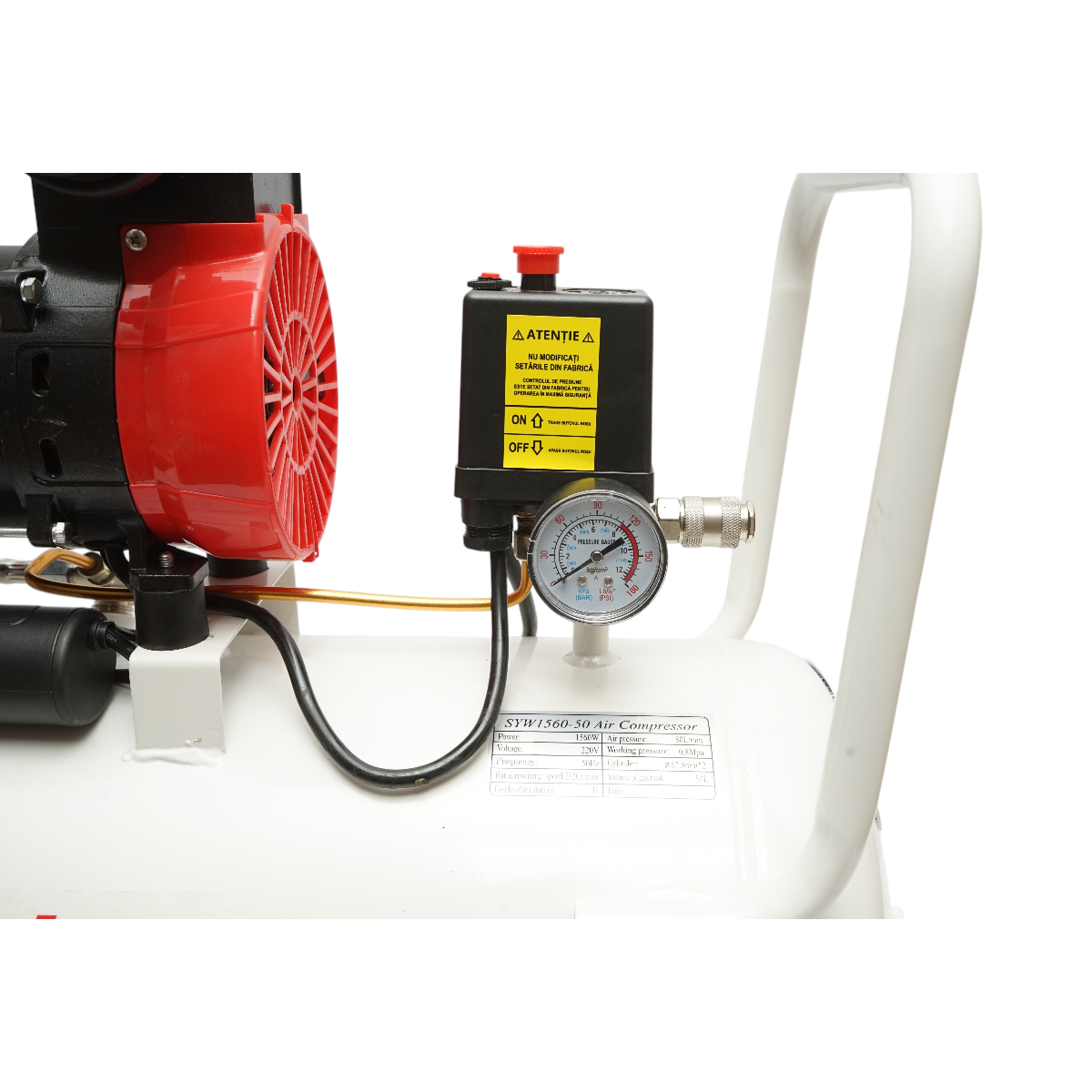 Compresor aer 50L, motor 2 cilindri 1.5KW/2.1CP, presiune maxima 8 bar, volum aer aspirat 155L/min Breckner Germany - imagine 8