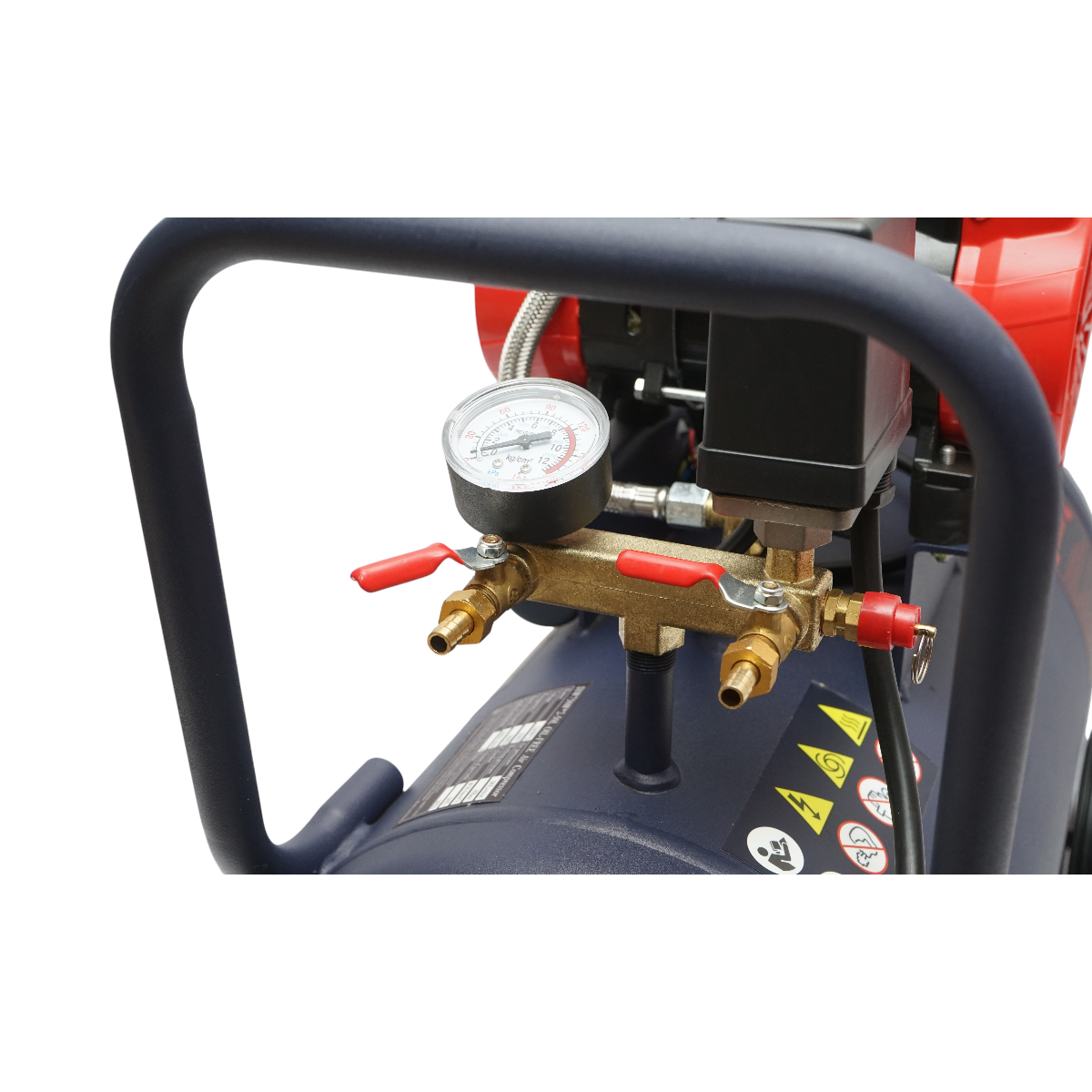 Compresor aer 50L fara ulei silentios, 2 motoare 4 cilindri 1.5KW/2CP, presiune maxima 8 bar, volum aer aspirat 170L/min - imagine 8
