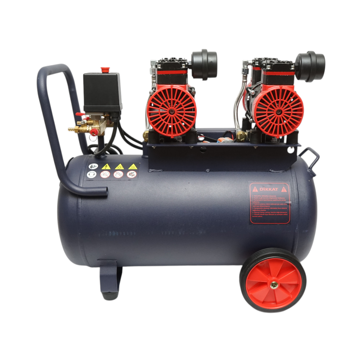 Compresor aer 50L fara ulei silentios, 2 motoare 4 cilindri 1.5KW/2CP, presiune maxima 8 bar, volum aer aspirat 170L/min - imagine 3