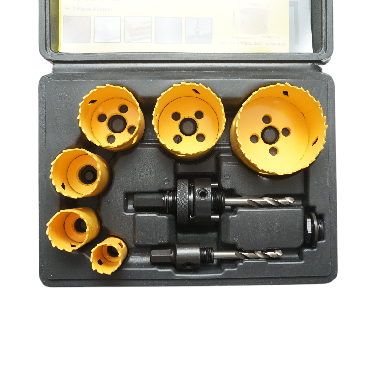 Set carote circulare Bi-Metal 22-64mm pentru lemn, rigips, PVC 9 piese Crownman - imagine 4