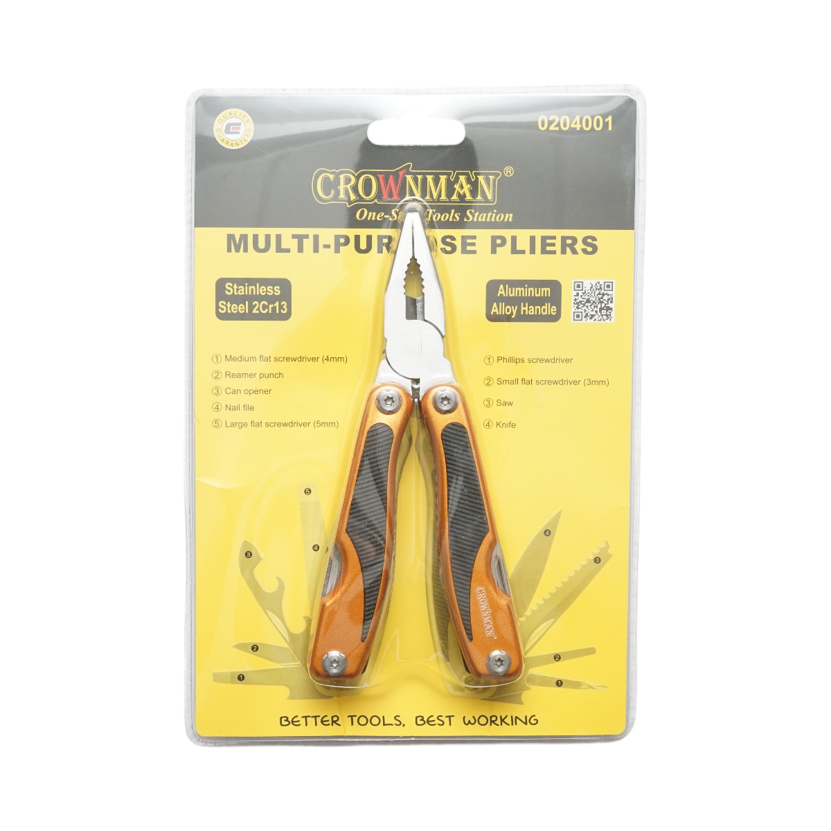 Cleste multifunctional pliabil 9 in 1 din otel inoxidabil 160mm Crownman - imagine 2