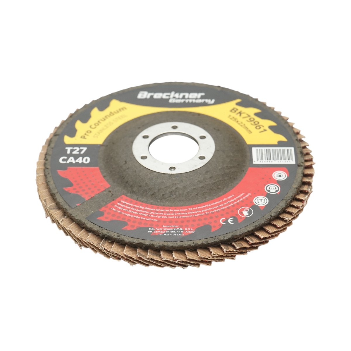 Disc lamelar abraziv corund 125x22mm T27 CA40 pentru slefuire/polizare inox si metal Breckner Germany - imagine 3