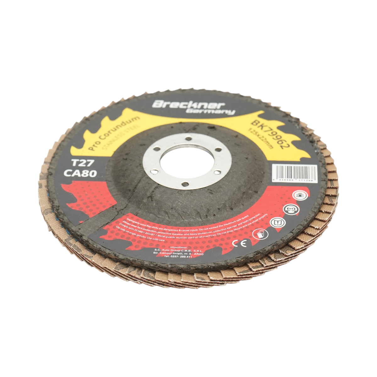 Disc lamelar abraziv corund 125x22mm T27 CA80 pentru slefuire/polizare inox si metal Breckner Germany - imagine 3