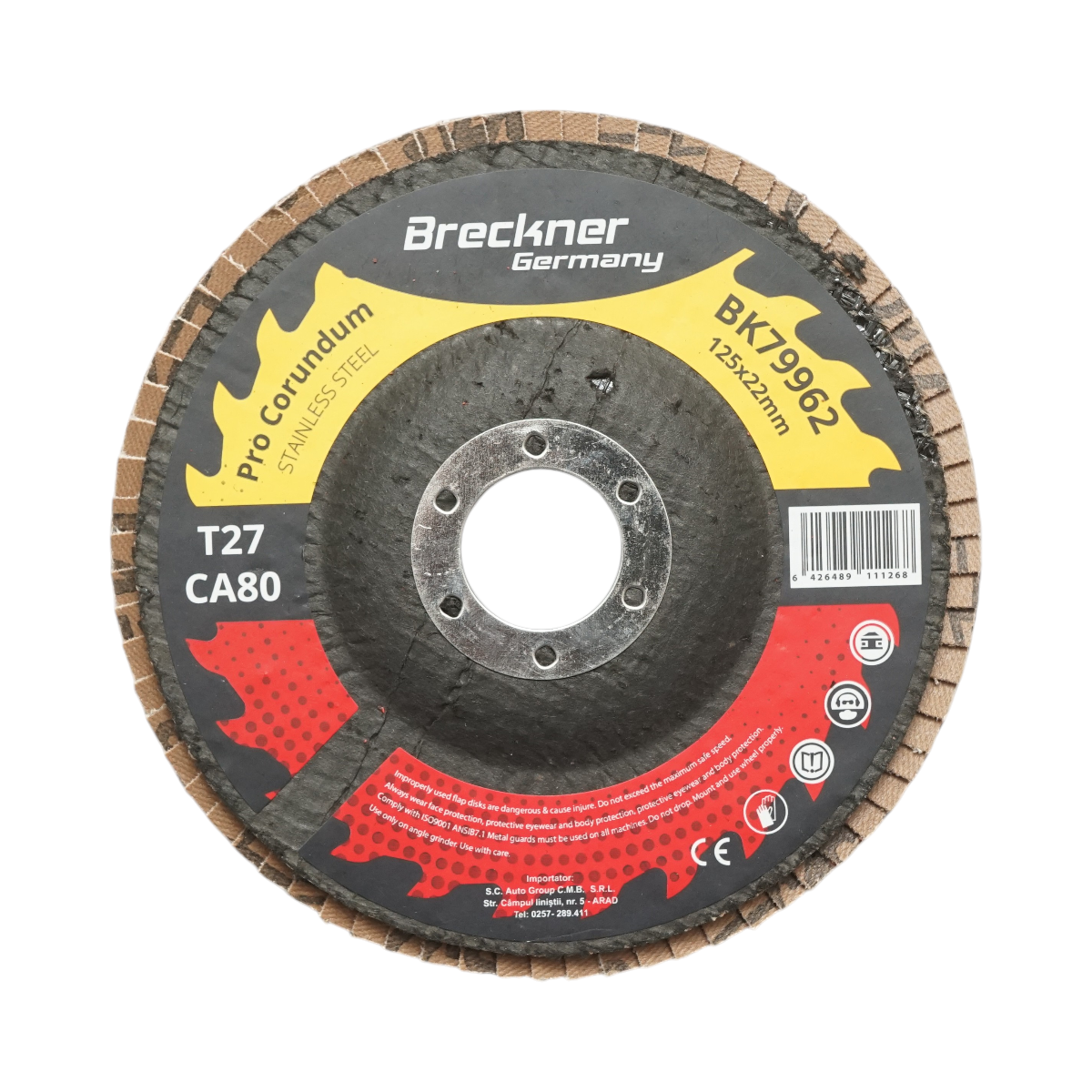 Disc lamelar abraziv corund 125x22mm T27 CA80 pentru slefuire/polizare inox si metal Breckner Germany