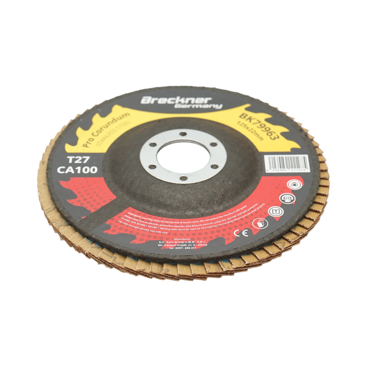 Disc lamelar abraziv corund 125x22mm T27 CA100 pentru slefuire/polizare inox si metal Breckner Germany - imagine 3