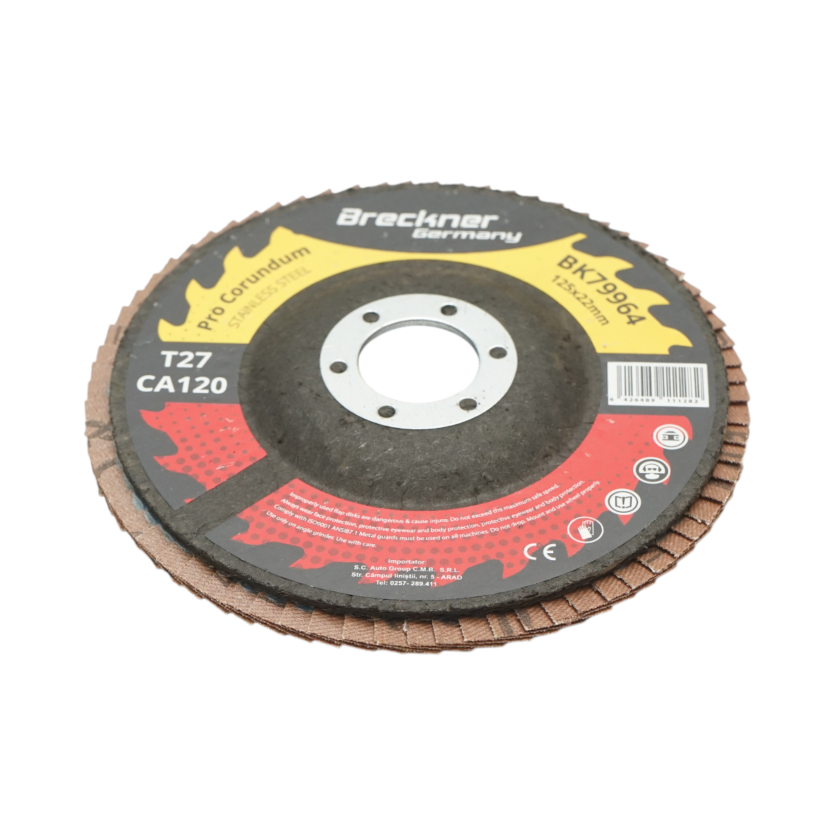 Disc lamelar abraziv corund 125x22mm T27 CA120 pentru slefuire/polizare inox si metal Breckner Germany - imagine 3