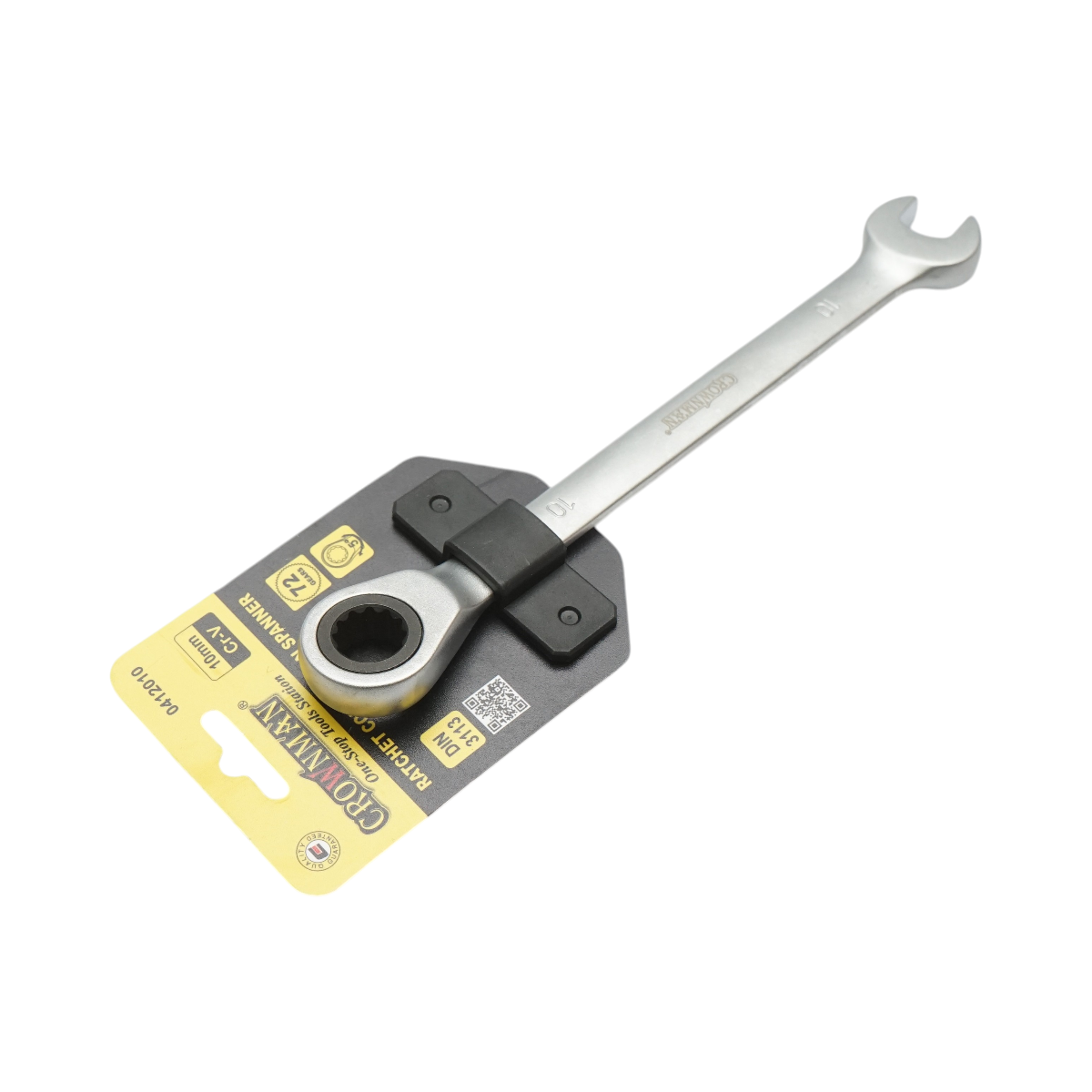 Cheie combinata fixa si inelara cu clichet 10mm Cr-V Crownman - imagine 2