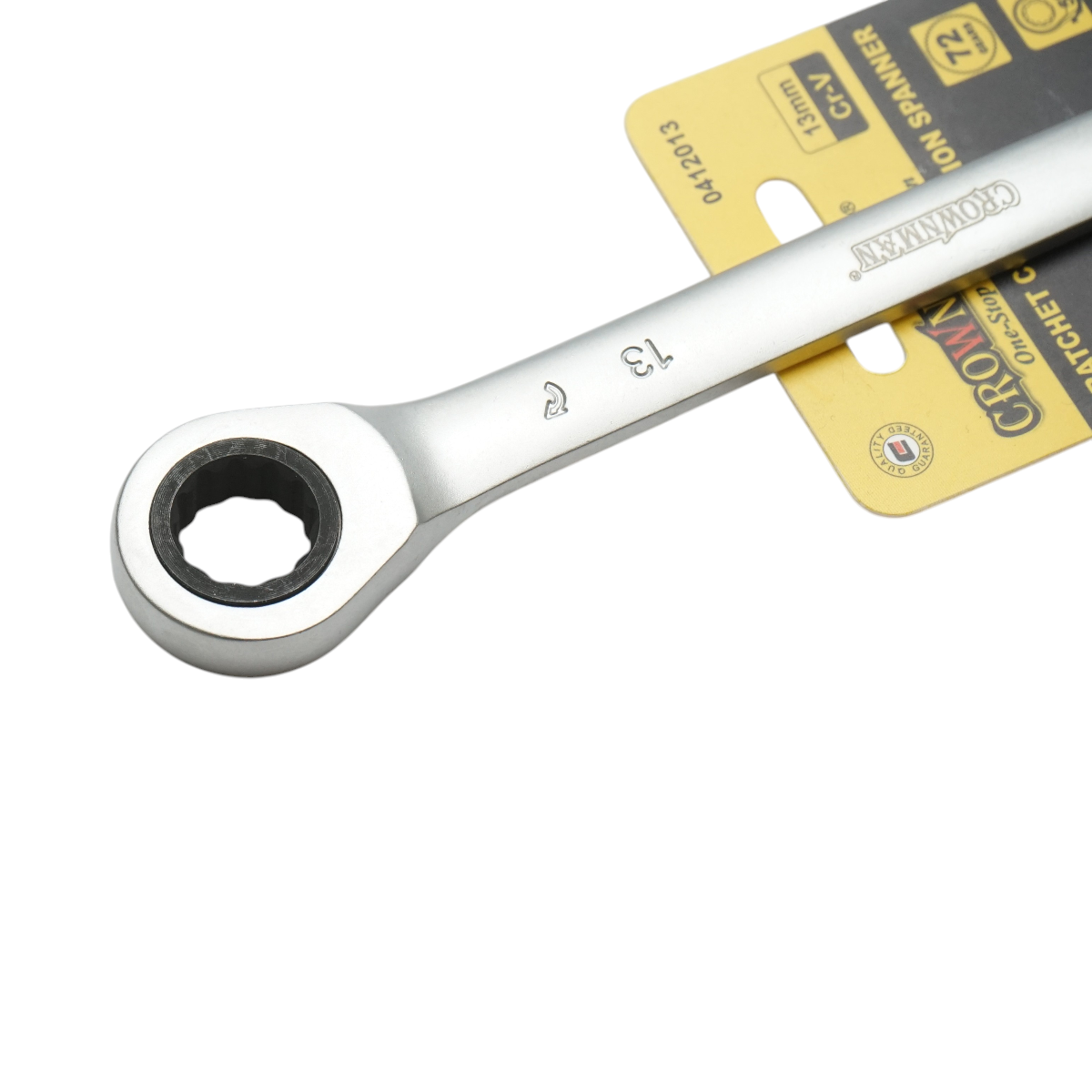 Cheie combinata fixa si inelara cu clichet 13mm Cr-V Crownman - imagine 5