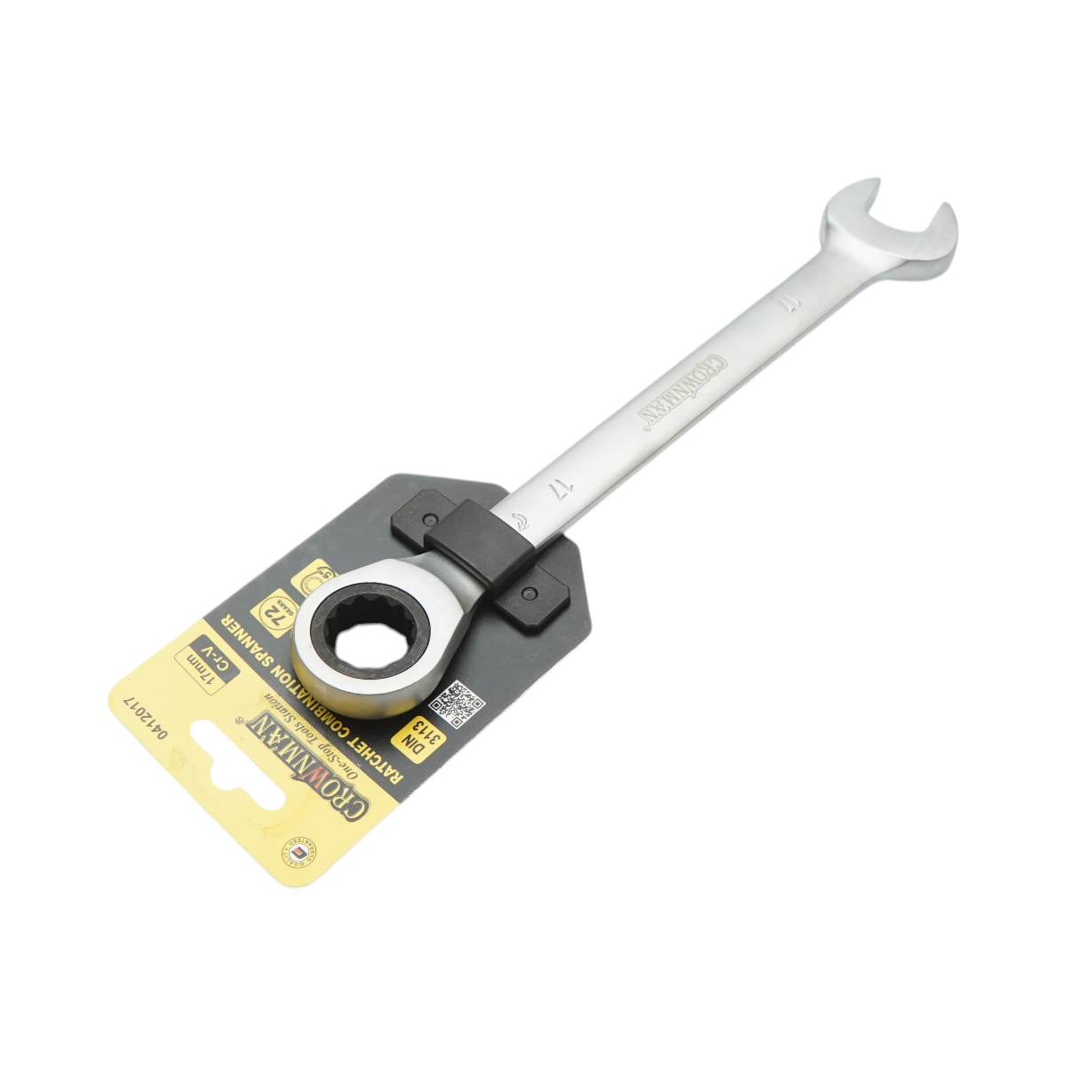 Cheie combinata fixa si inelara cu clichet 17mm Cr-V Crownman - imagine 2