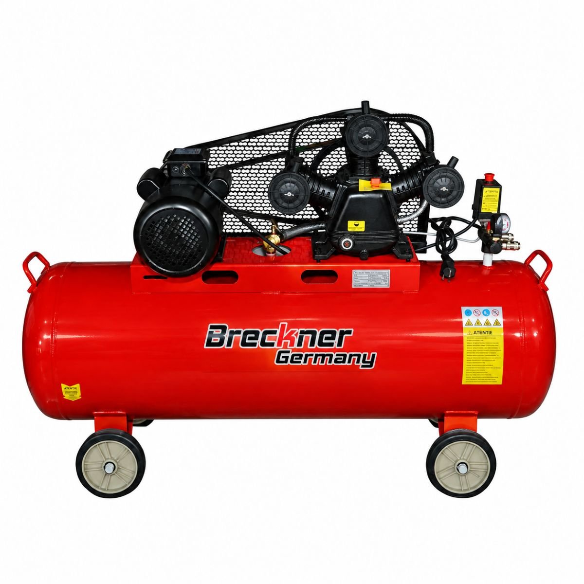 Compresor aer pe curea 200L, motor 3 cilindri 3kW/4CP, presiune maxima 8 bar, volum aer aspirat 525 L/min Breckner Germany