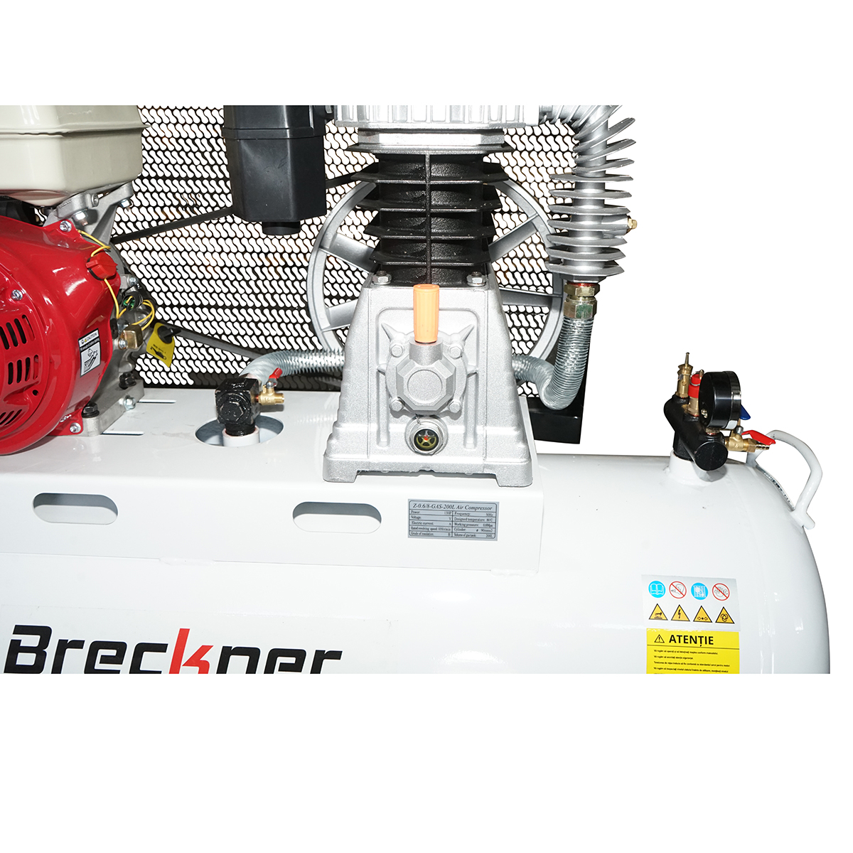 Compresor aer pe curea 200L, motor pe benzina 13CP, presiune maxima 8 bar, volum aer aspirat 600 L/min Breckner Germany - imagine 7