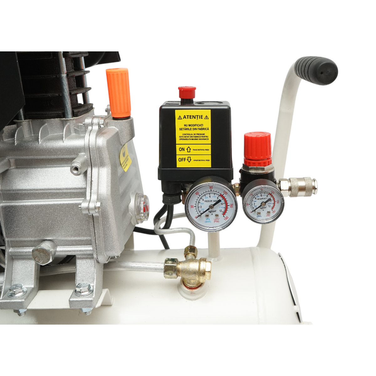 Compresor aer 24L, putere motor 1.5KW/2CP, presiune maxima 8 bar, volum aer aspirat 184 L/min Breckner Germany - imagine 6