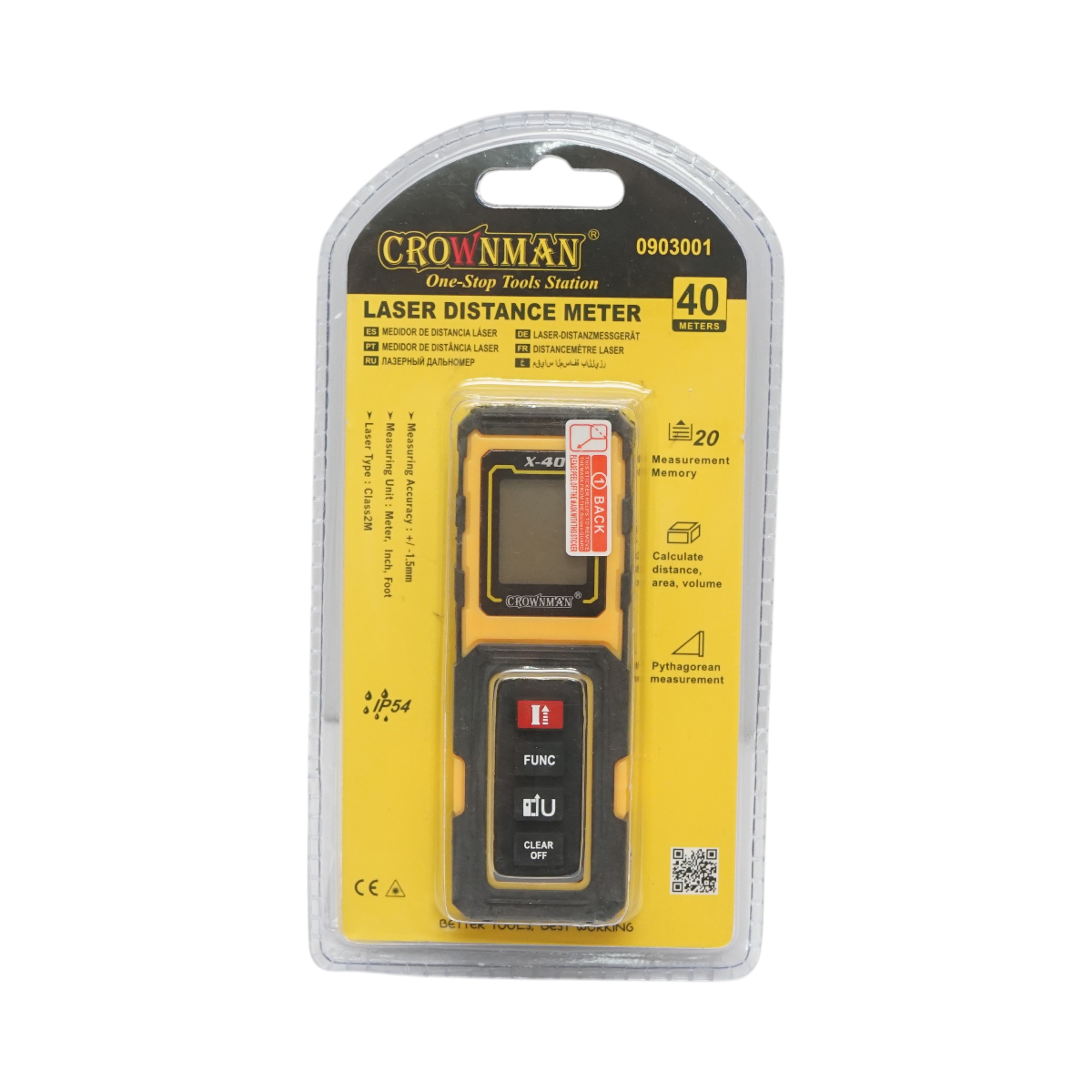 Telemetru laser digital 0.03-40m profesional Crownman - imagine 2