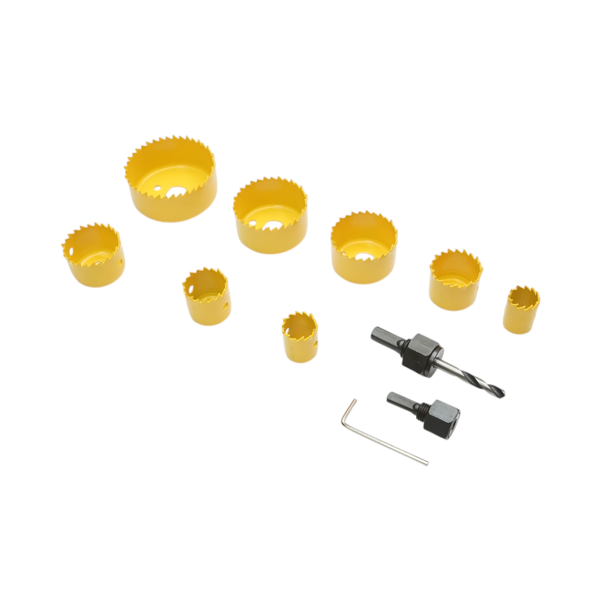 Set carote circulare otel carbon 19-64mm pentru lemn, rigips, PVC 11 piese Crownman - imagine 3