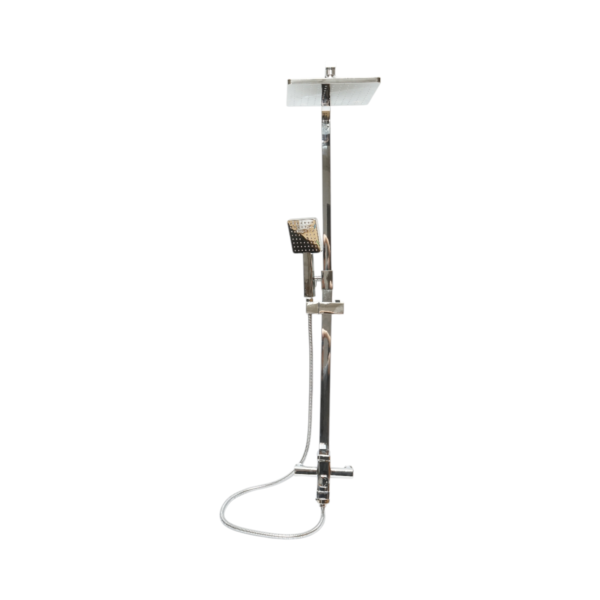 Set dus multifunctional de perete cu dus de mana, pipa cada, dus dreptunghiular, cartus ceramic, crom lucios - imagine 3