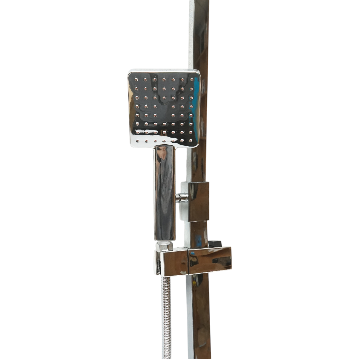 Set dus multifunctional de perete cu dus de mana, pipa cada, dus dreptunghiular, cartus ceramic, crom lucios - imagine 4