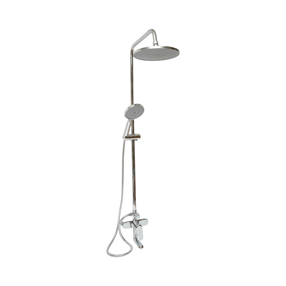 Set dus multifunctional de perete cu dus de mana, pipa cada, dus rotund, cartus ceramic, crom lucios - imagine 3