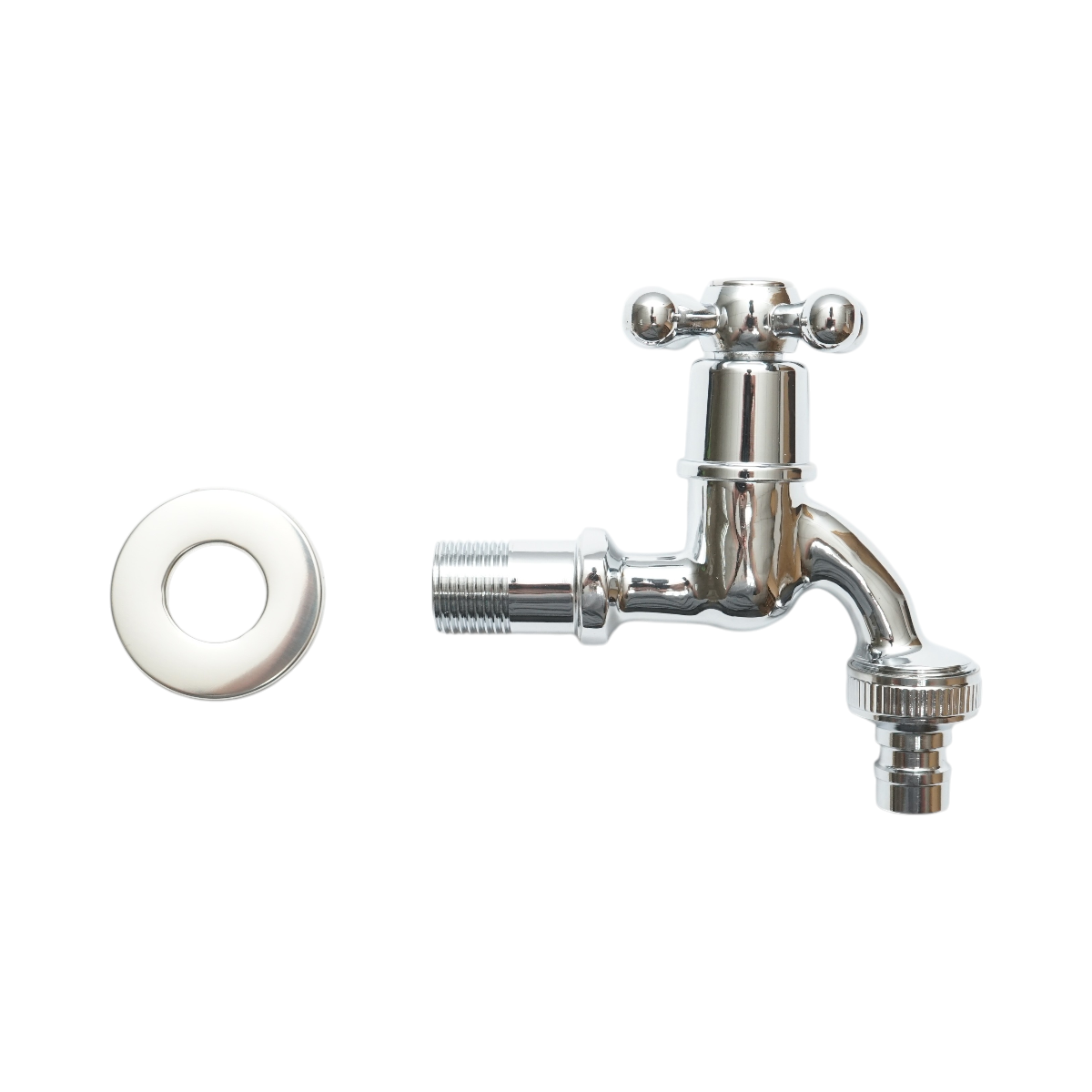 Robinet apa de serviciu, montaj perete, otel inoxidabil, crom lucios - imagine 2