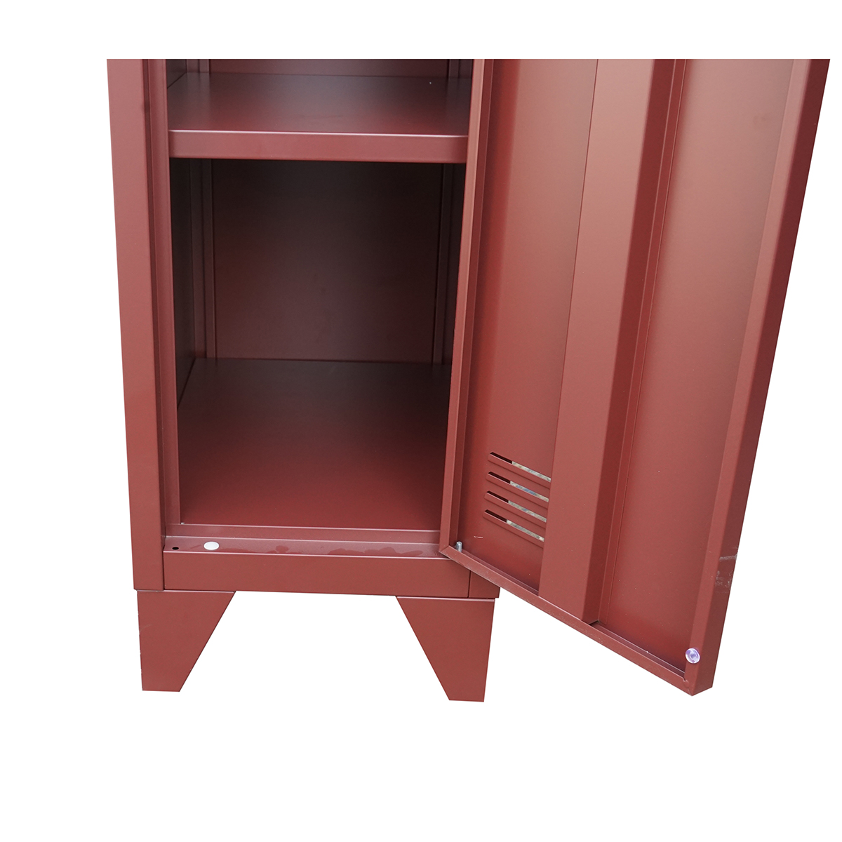 Dulap metalic fiset tip vestiar maro cu 1 usa securizata si 5 rafturi 1700x300x450mm - imagine 5