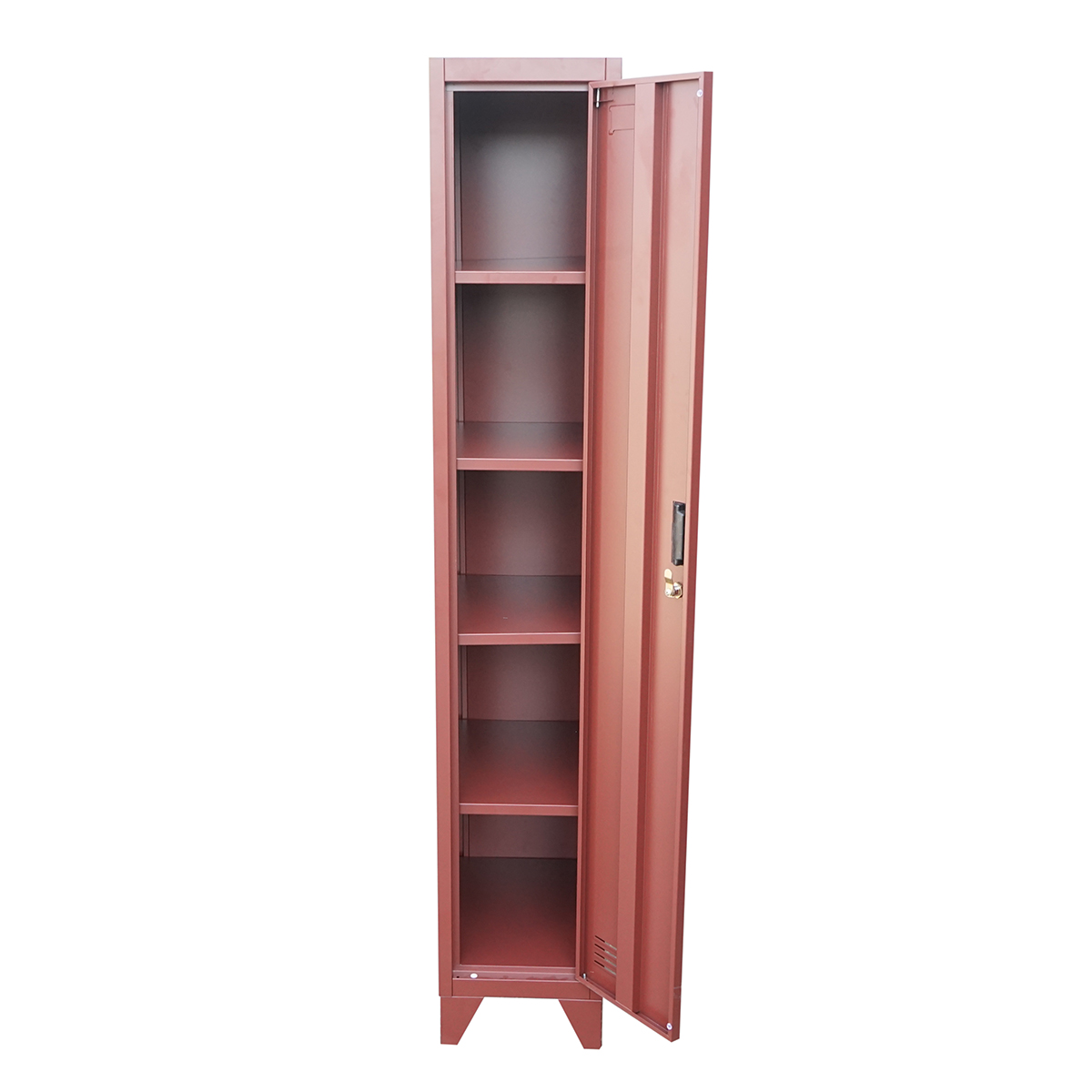 Dulap metalic fiset tip vestiar maro cu 1 usa securizata si 5 rafturi 1700x300x450mm - imagine 2