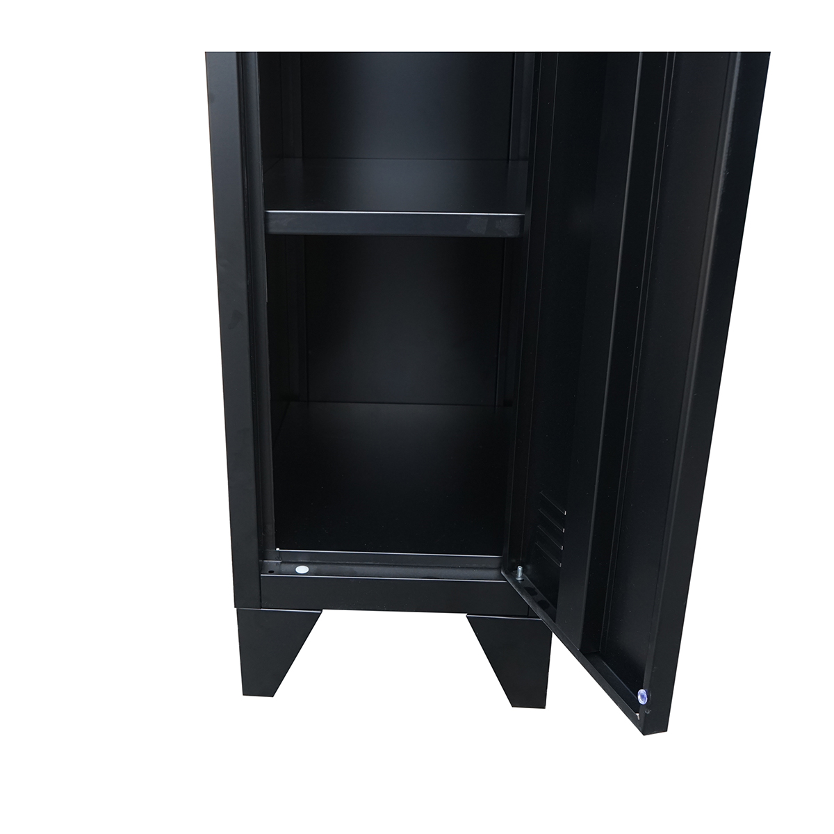 Dulap metalic fiset tip vestiar negru cu 1 usa securizata si 5 rafturi 1700x300x450mm - imagine 5