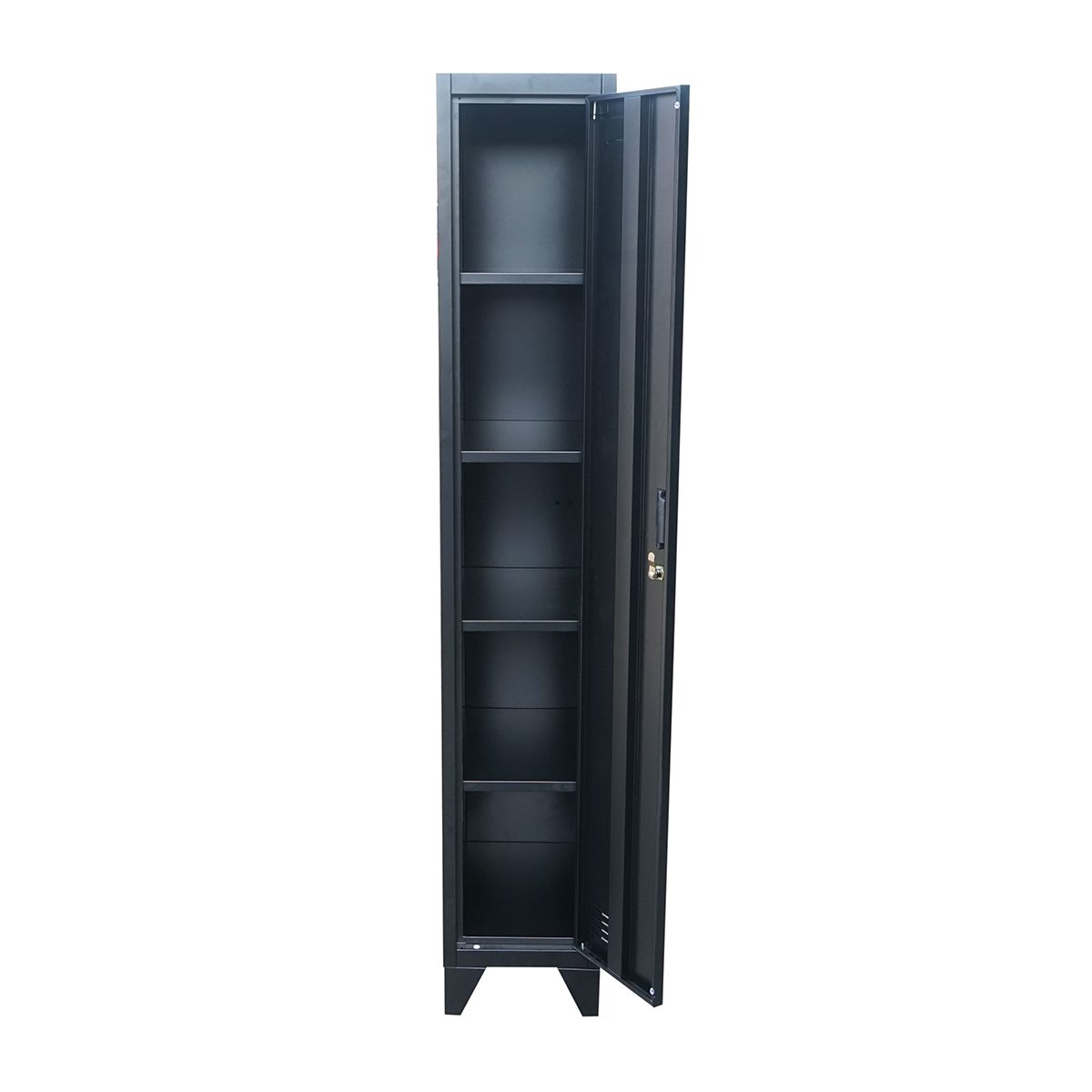 Dulap metalic fiset tip vestiar negru cu 1 usa securizata si 5 rafturi 1700x300x450mm - imagine 2