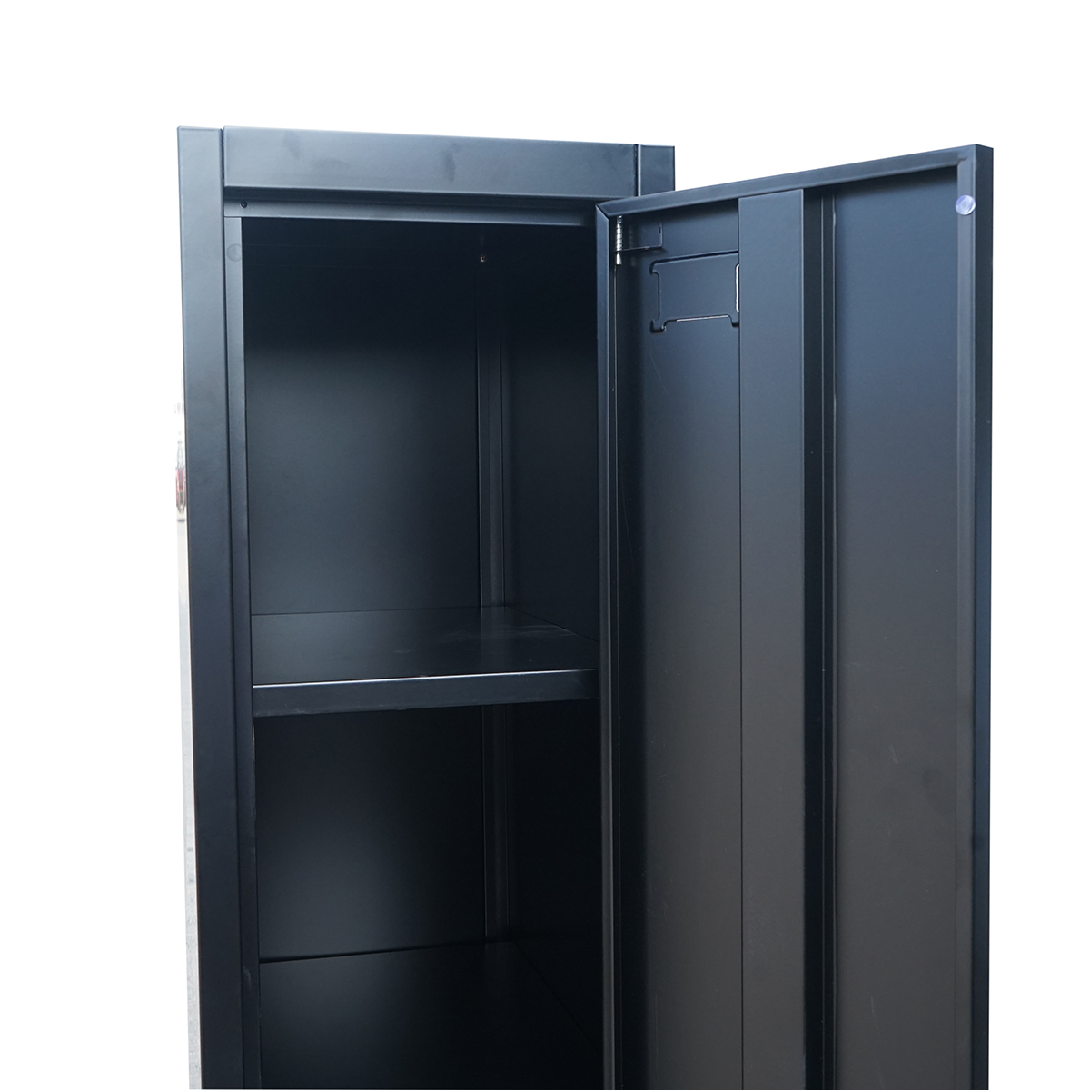 Dulap metalic fiset tip vestiar negru cu 1 usa securizata si 5 rafturi 1700x300x450mm - imagine 4
