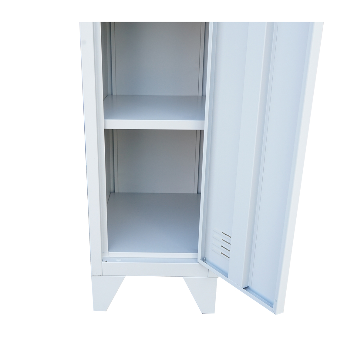 Dulap metalic fiset tip vestiar gri cu 1 usa securizata si 5 rafturi 1700x300x450mm - imagine 5