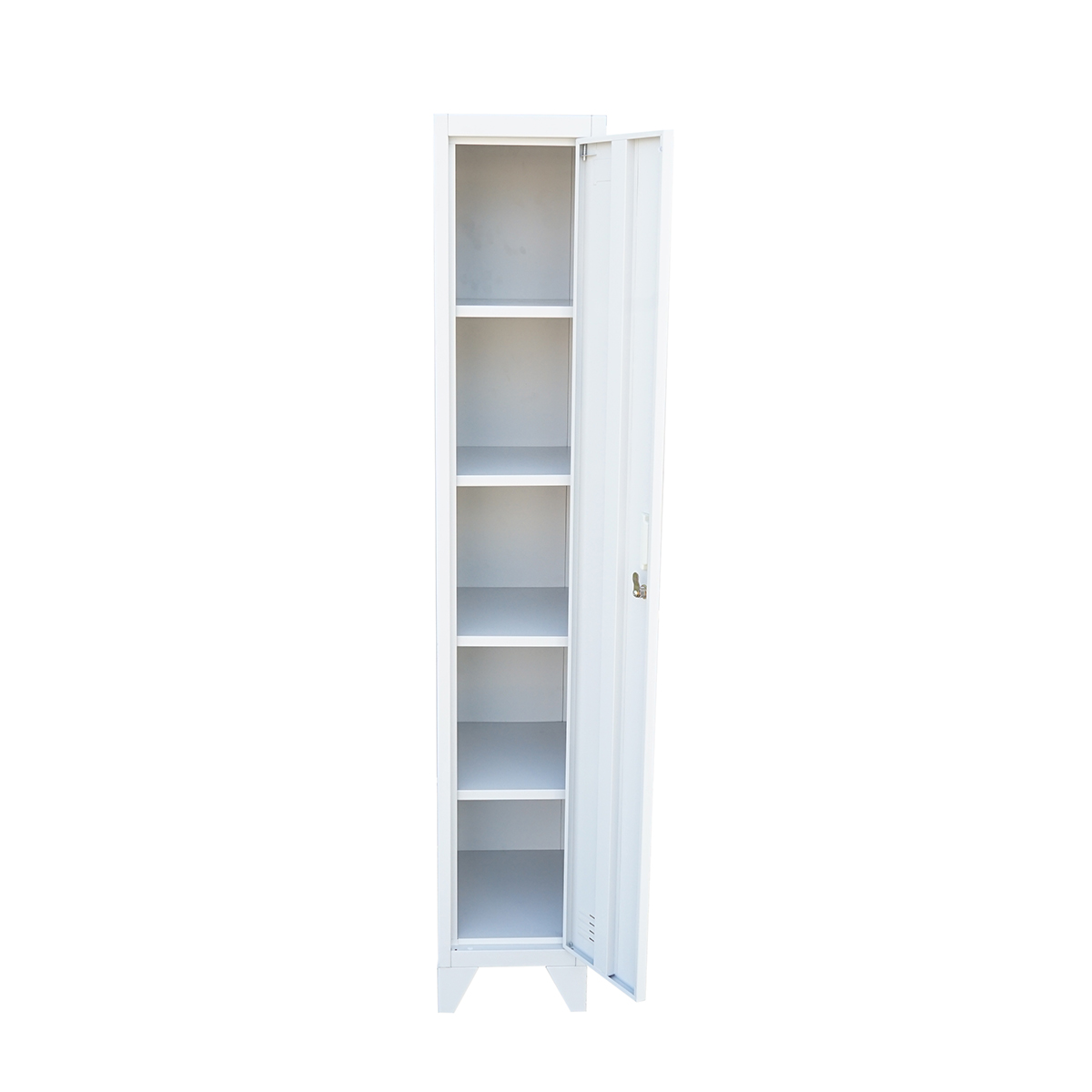 Dulap metalic fiset tip vestiar gri cu 1 usa securizata si 5 rafturi 1700x300x450mm - imagine 2