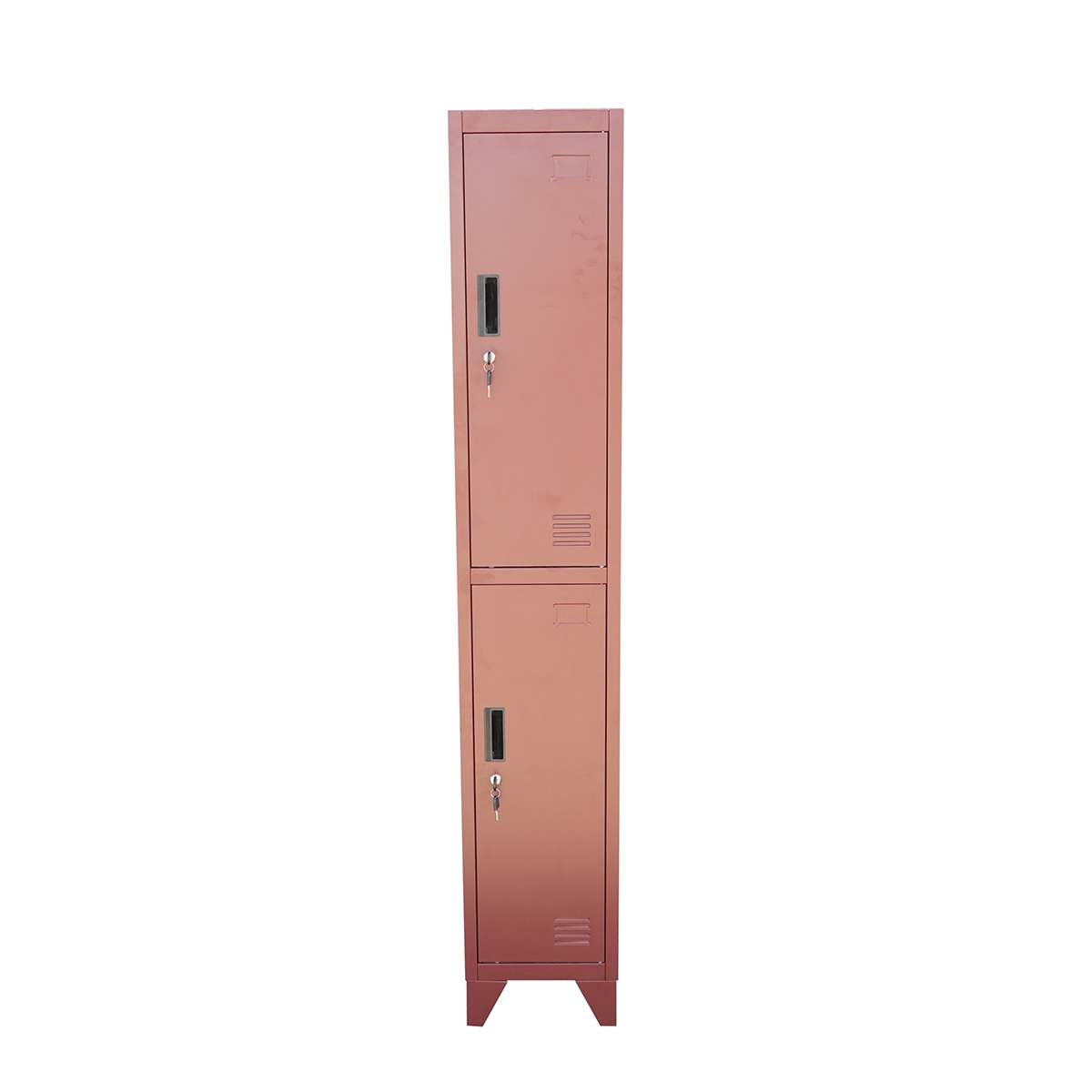 Dulap metalic fiset dublu tip vestiar maro cu 2 usi securizate si 6 rafturi 1700x300x450mm