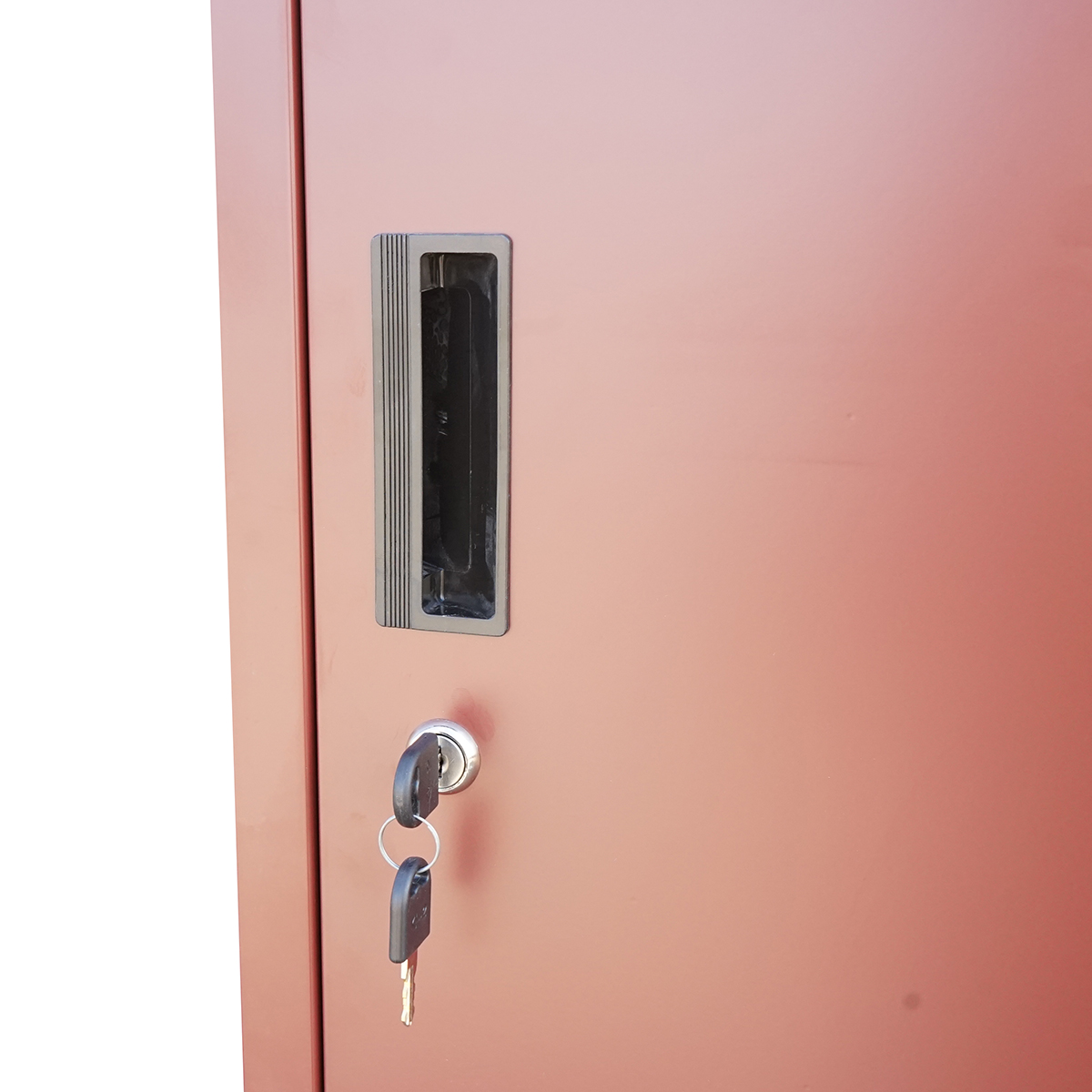 Dulap metalic fiset dublu tip vestiar maro cu 2 usi securizate si 6 rafturi 1700x300x450mm - imagine 5