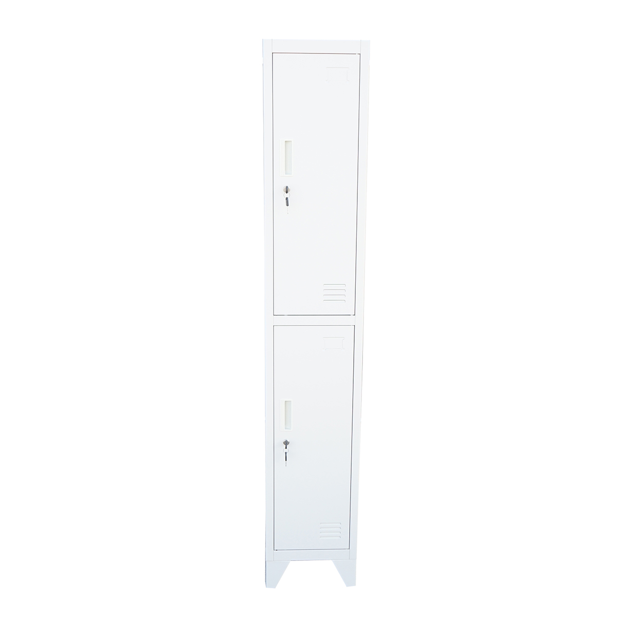 Dulap metalic fiset dublu tip vestiar gri cu 2 usi securizate si 6 rafturi 1700x300x450mm