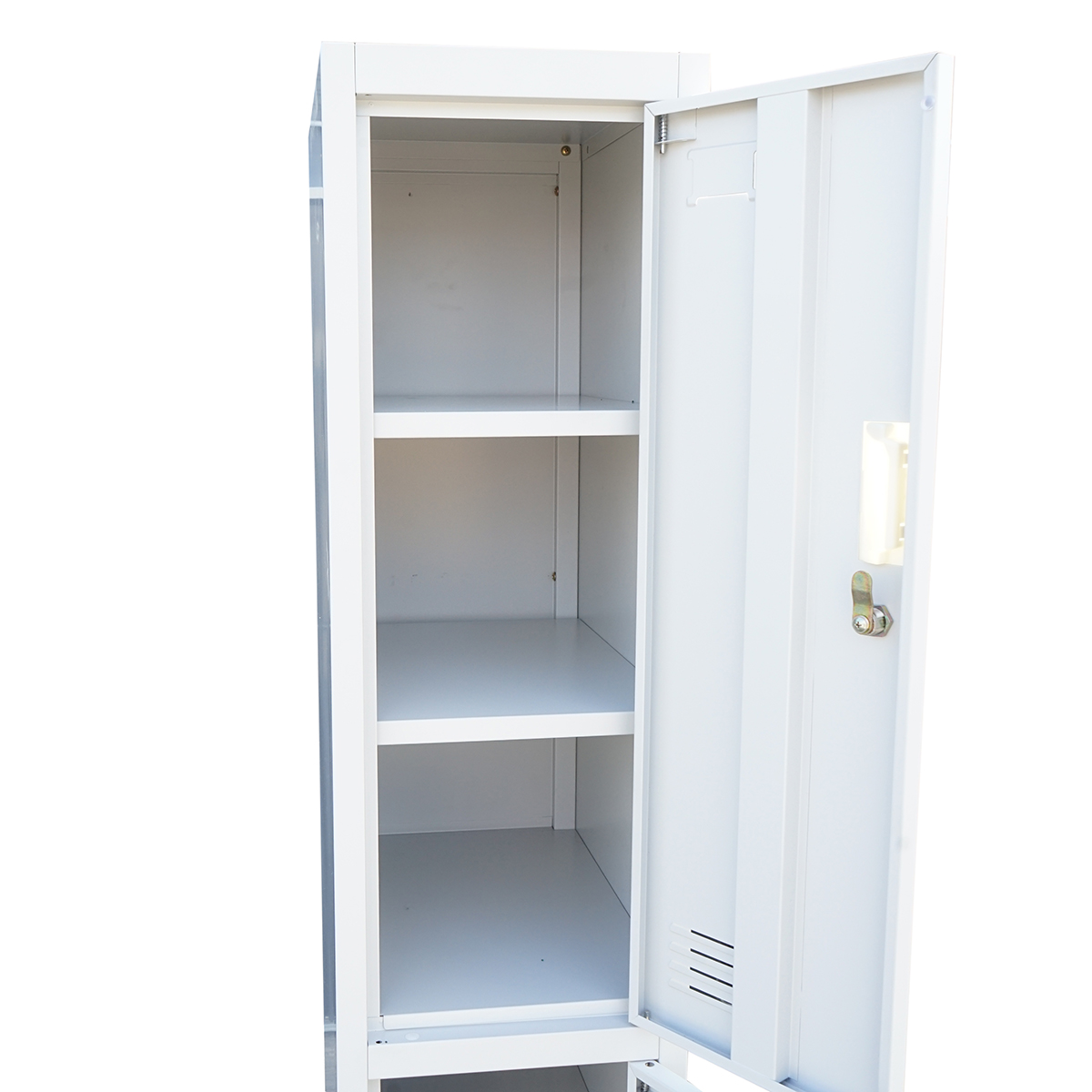 Dulap metalic fiset dublu tip vestiar gri cu 2 usi securizate si 6 rafturi 1700x300x450mm - imagine 4