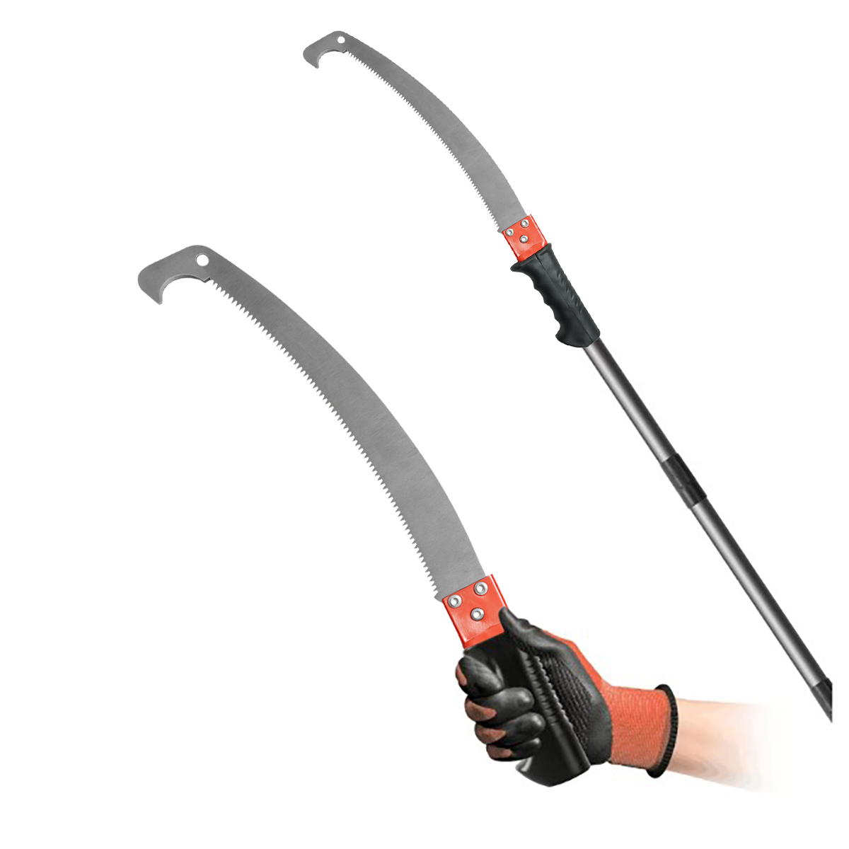 Fierastrau taiat crengi 400mm, lama otel curbata, maner pentru coada telescopica