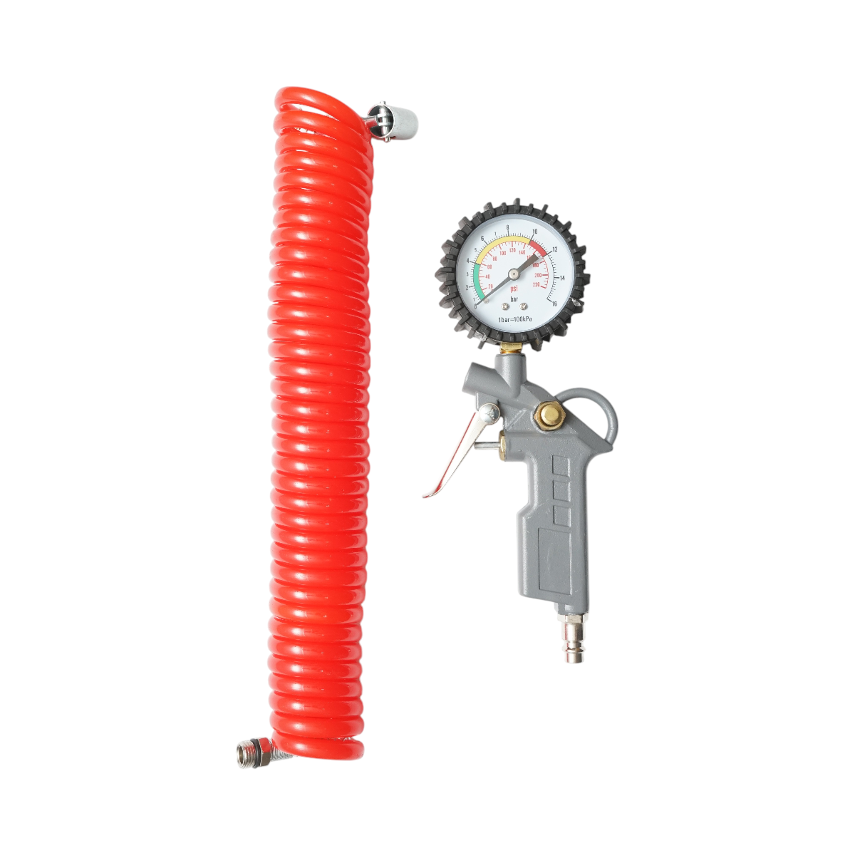 Pistol umflat roti cu furtun spiralat 5m si manometru mecanic 0-16 bar - imagine 2