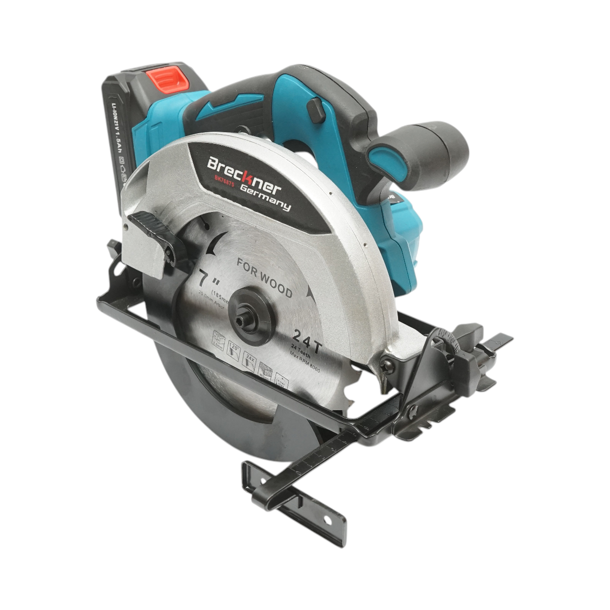 Fierastrau circular de mana 1000W cu 2 baterii litiu 21V/1.5Ah, disc 185mm, taiere unghi 0-45°, turatie 3900rpm Breckner Germany - imagine 2